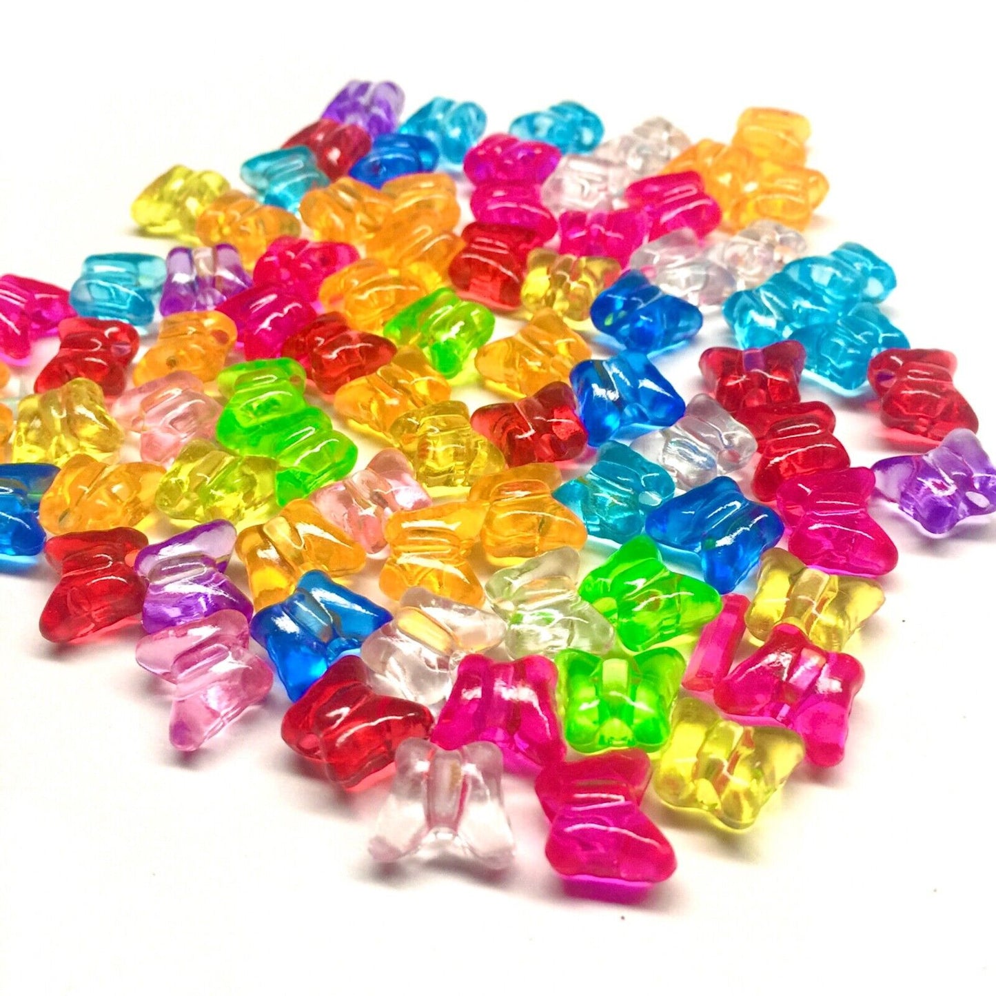 100x Large Hole Crystal Acrylic Multicolour Beads - Choose your Shape