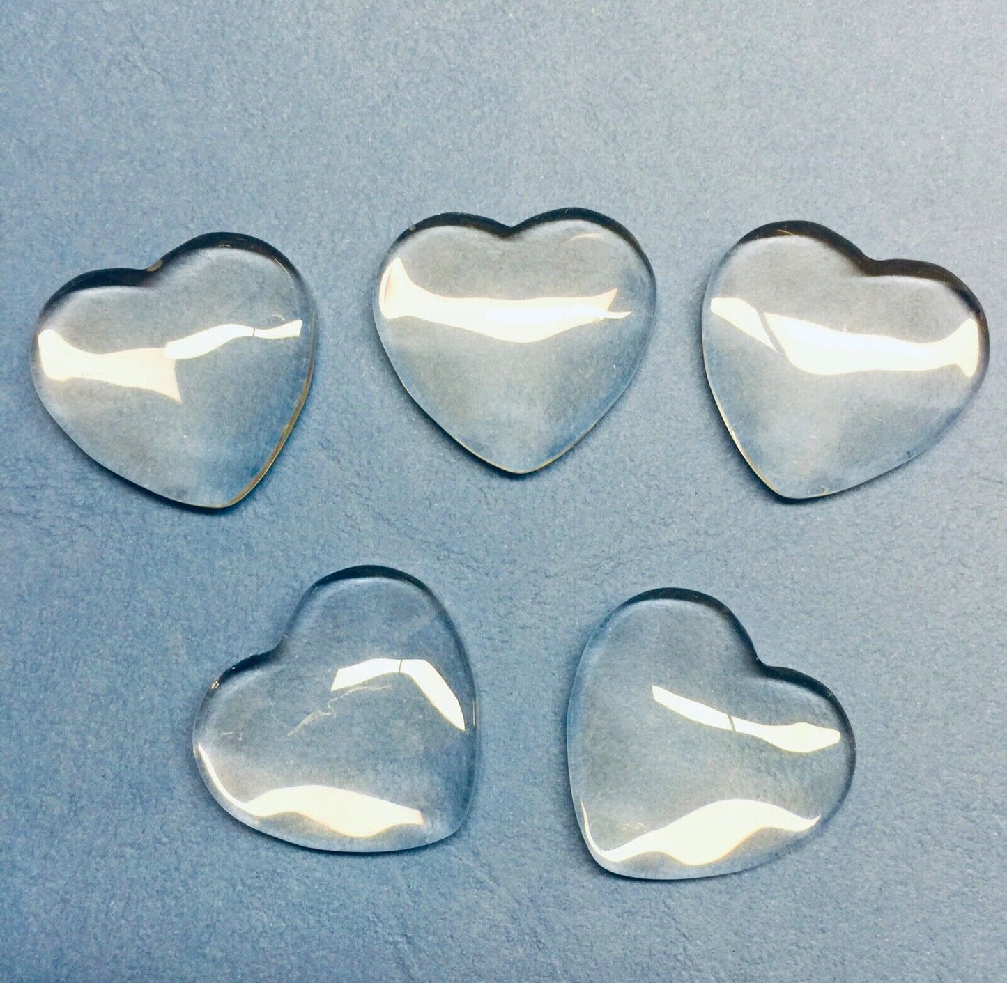 5x/10x/15x Clear Glass Flat Cabochon for Jewellery Making - Round, Heart or Oval