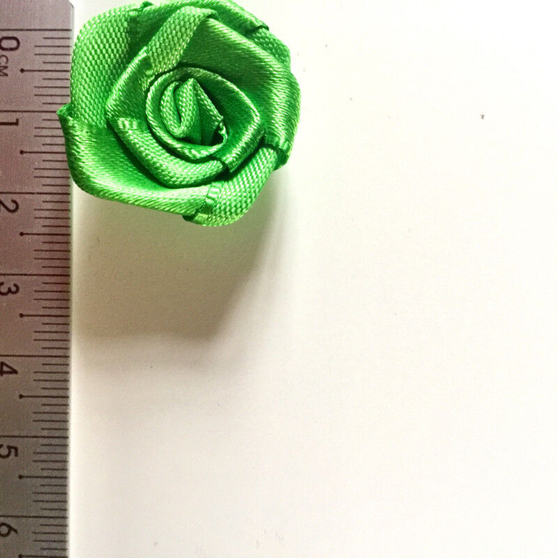 20x Handmade 20mm Satin Rose Flower Ribbon Decoration Applique -Pick Your Colour