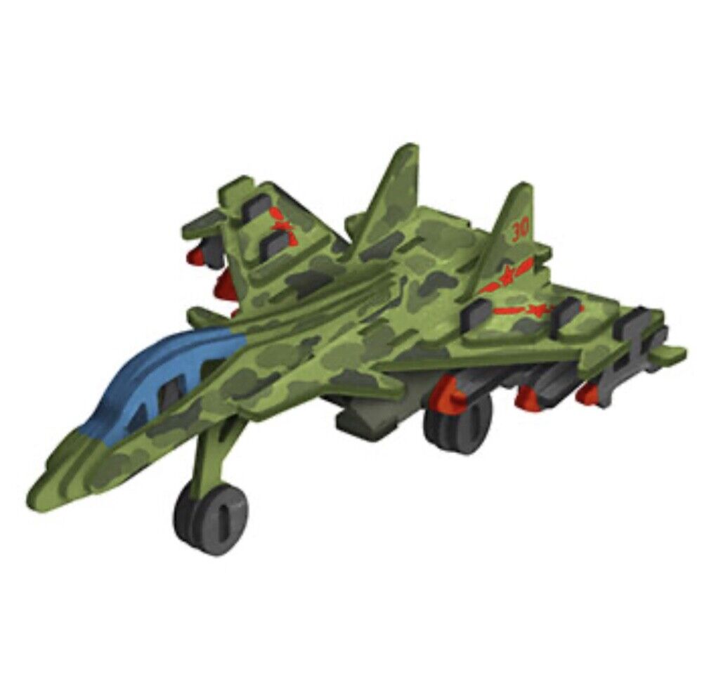 Build and Paint Wooden Jet Fighter or Steam Train Construction Kit