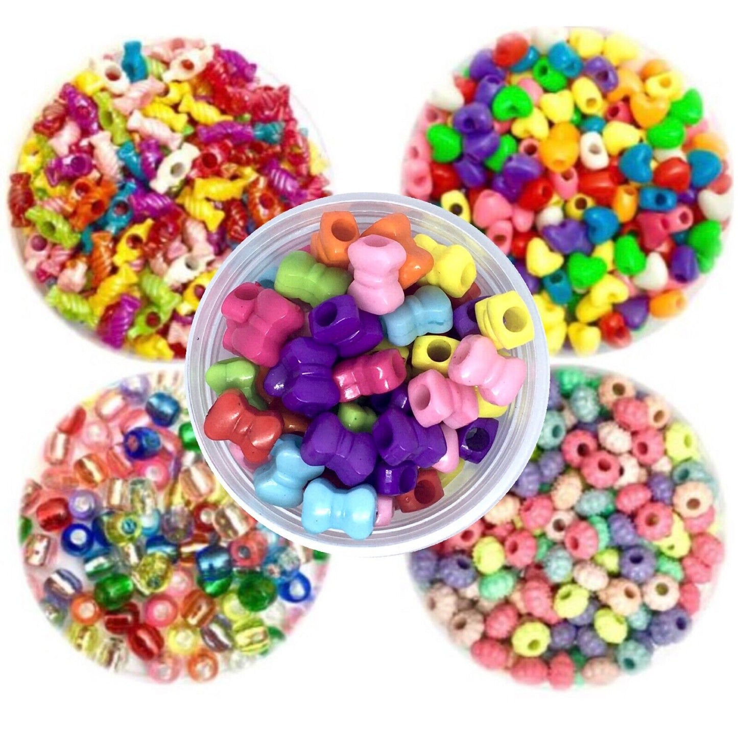 100x Mix Coloured Mix Style Large Hole Fancy Beads - Choose your Style