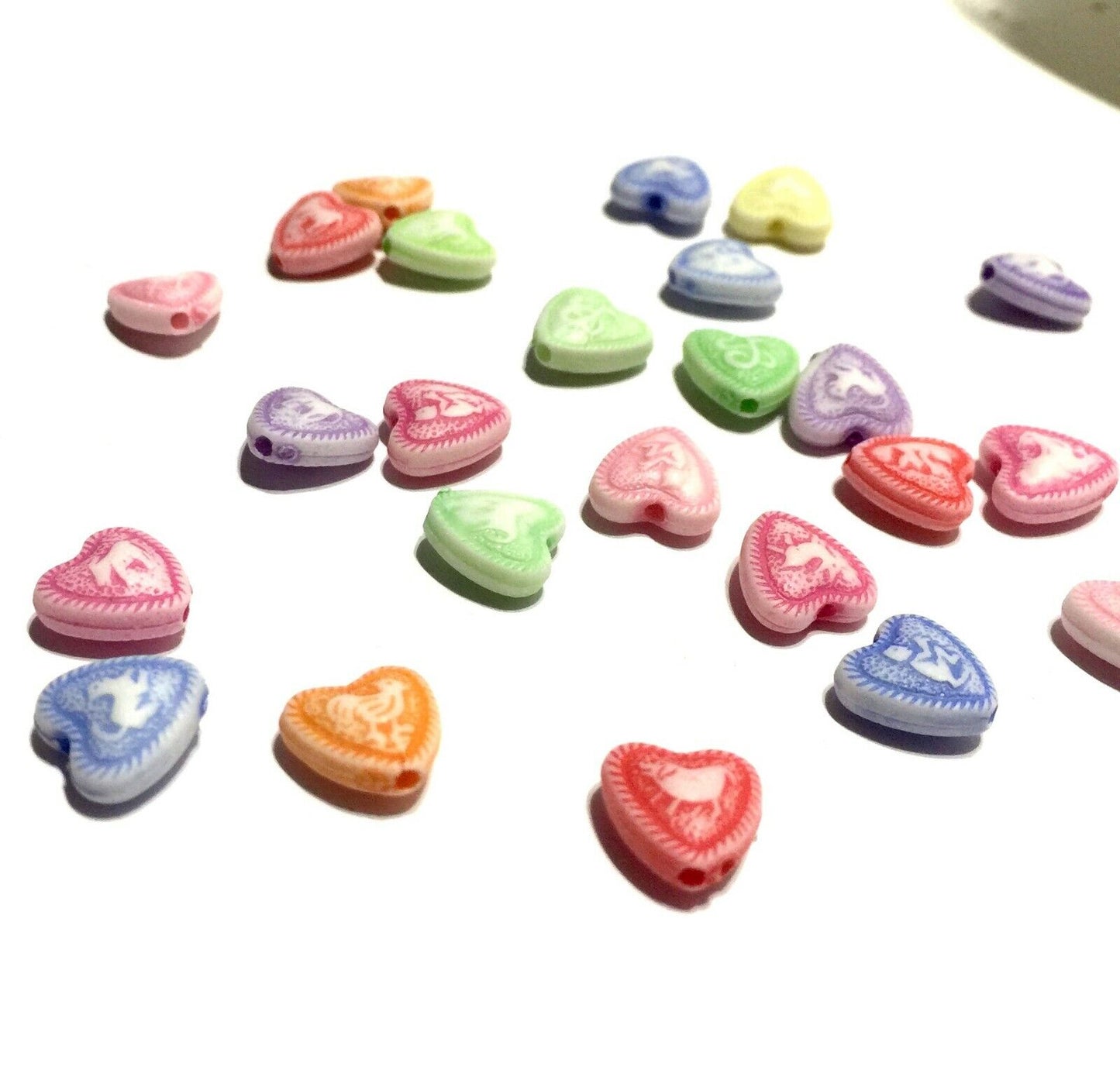 100x Heart Shape and Heart Design Acrylic Spacer Beads - Pick Your Style
