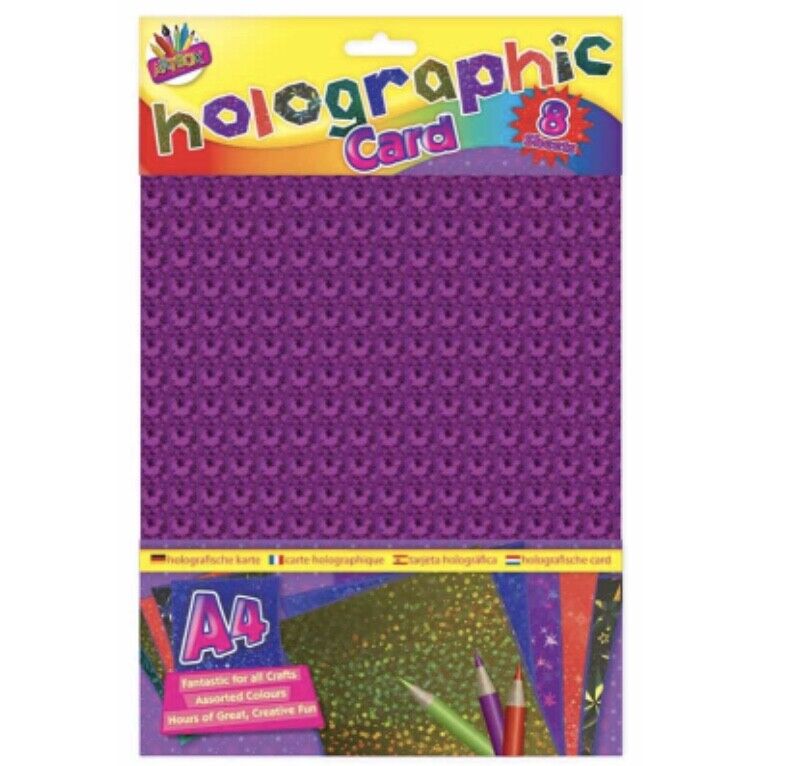 8x Sheets of A4 Board Card Craft - Gold/Silver, Metallic, Glitter, Holographic