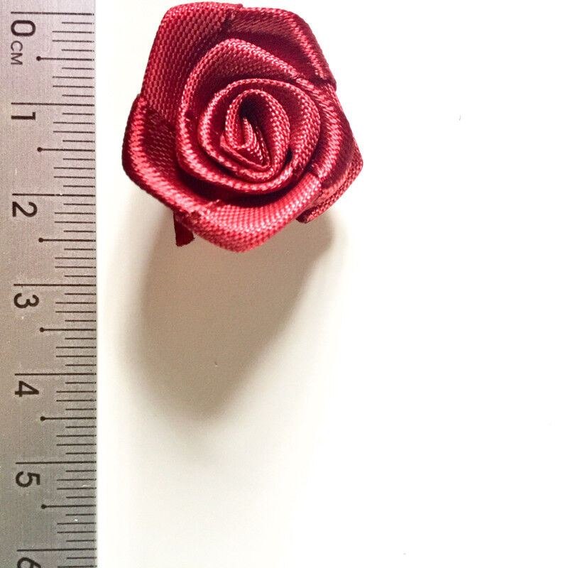 20x Handmade 20mm Satin Rose Flower Ribbon Decoration Applique -Pick Your Colour