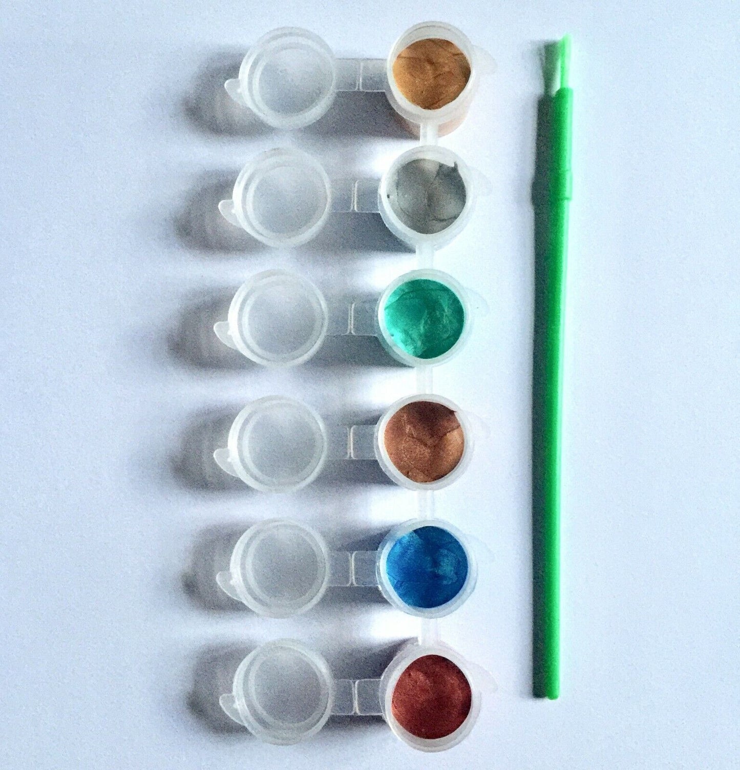 1x Set of 6 Mini Acrylic Paint Pots with Brush - 9 Colour Sets to Choose