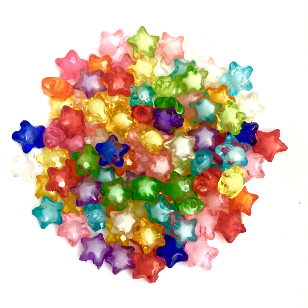 100x Mix Coloured Star Shaped Beads - Pick Your Style