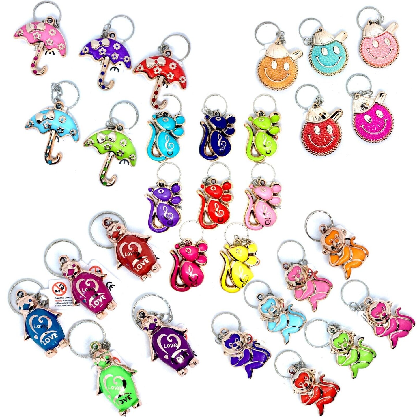 1x Fancy Keyring - Pick Your Design (Smiling, Umbrella, Mouse, Monkey or Penguin)