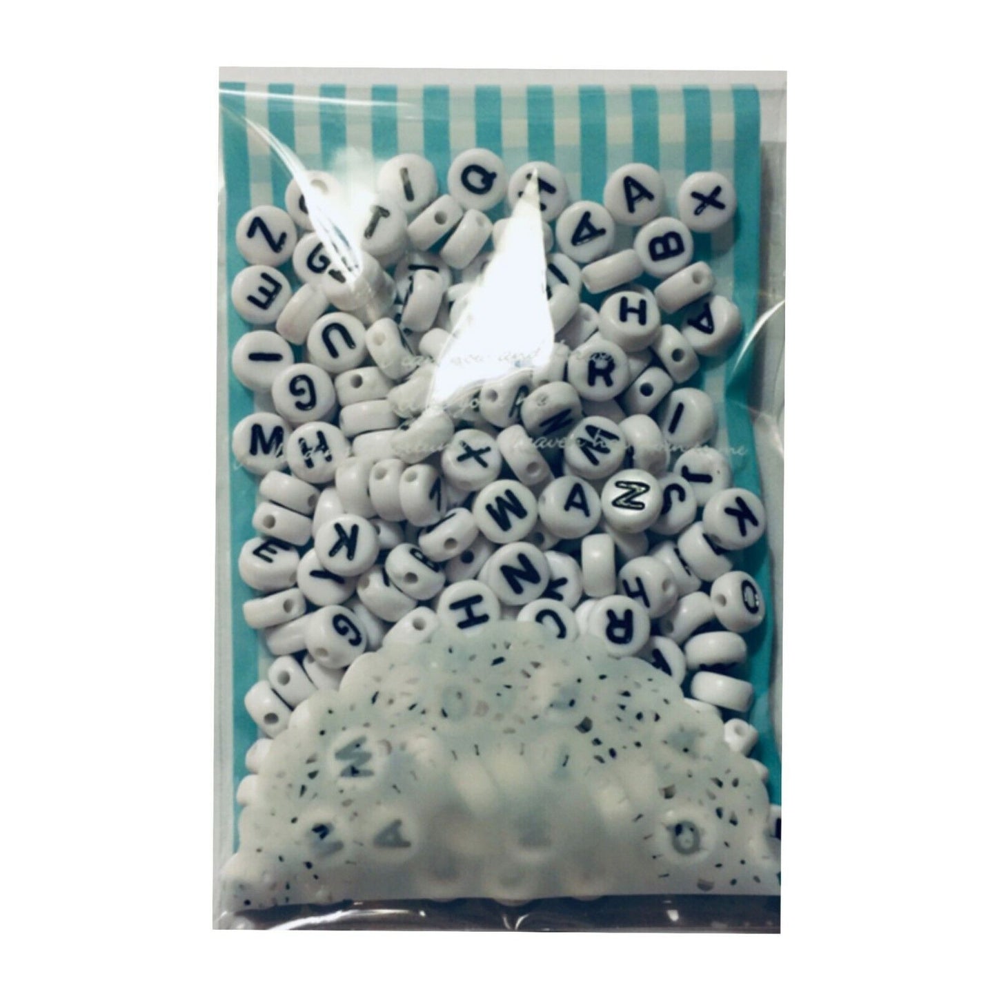 250 pcs English Letter 6mm-7mm Flat Round Beads for Jewellery Making