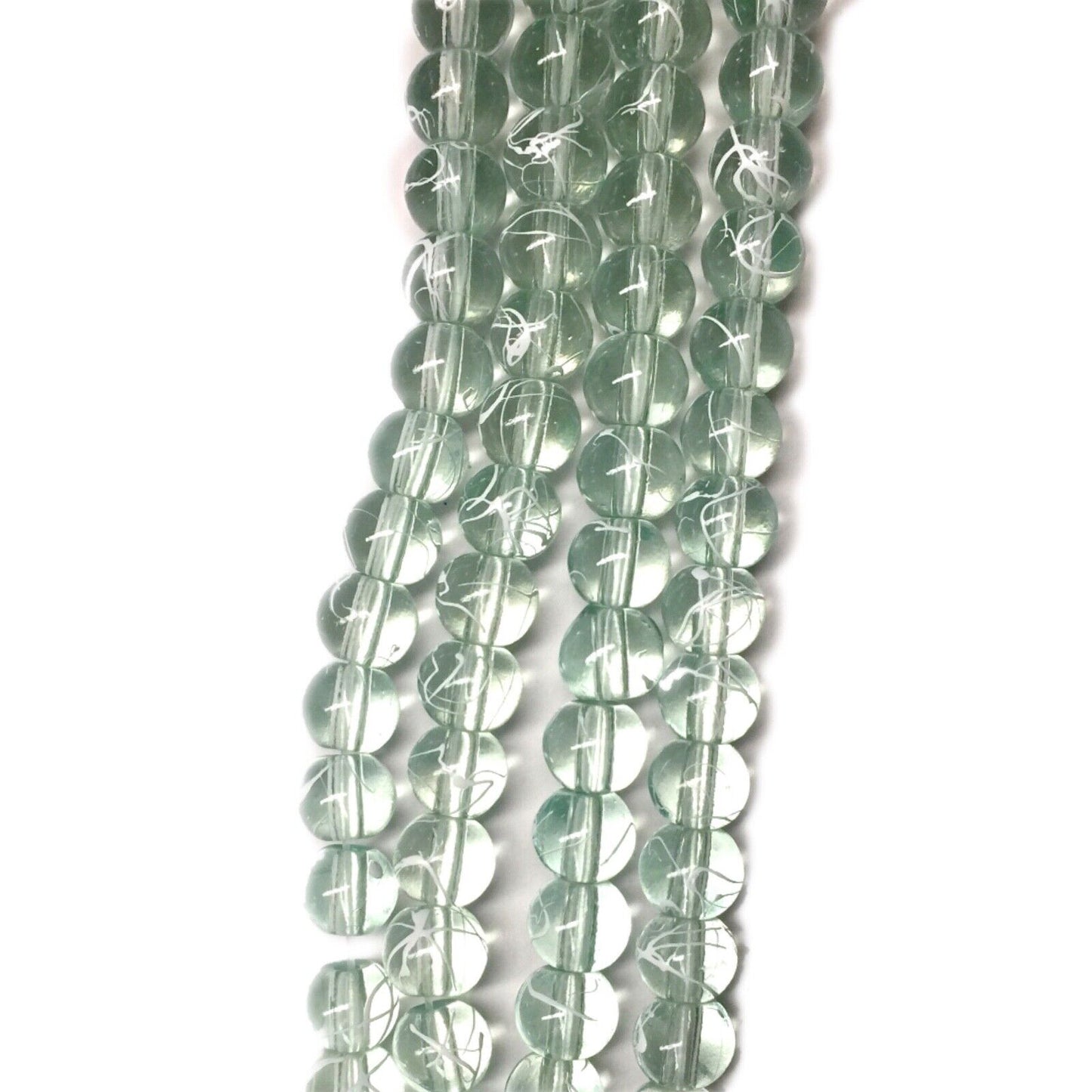 130 pcs 1x Strand Drawbench Painted 6mm Glass Beads for Jewellery Making Craft