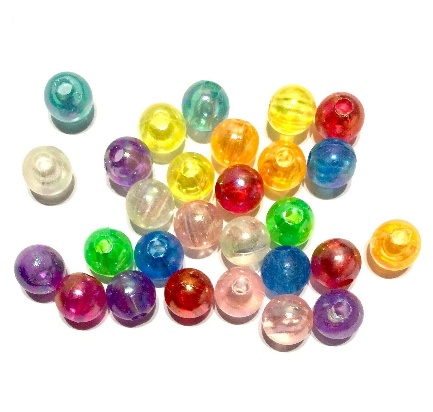 100x Acrylic 8mm Iridescent Coloured Beads - Choose Your Colour