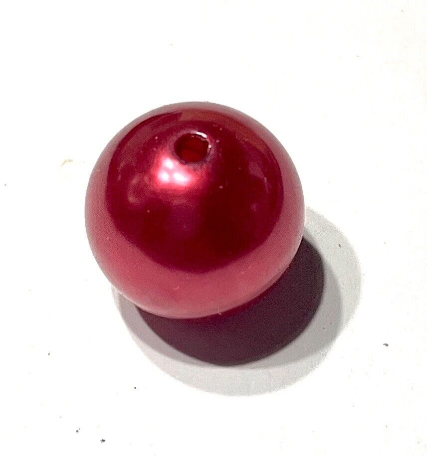 10x Christmas Red 20mm Chunky Acrylic Pearl Beads