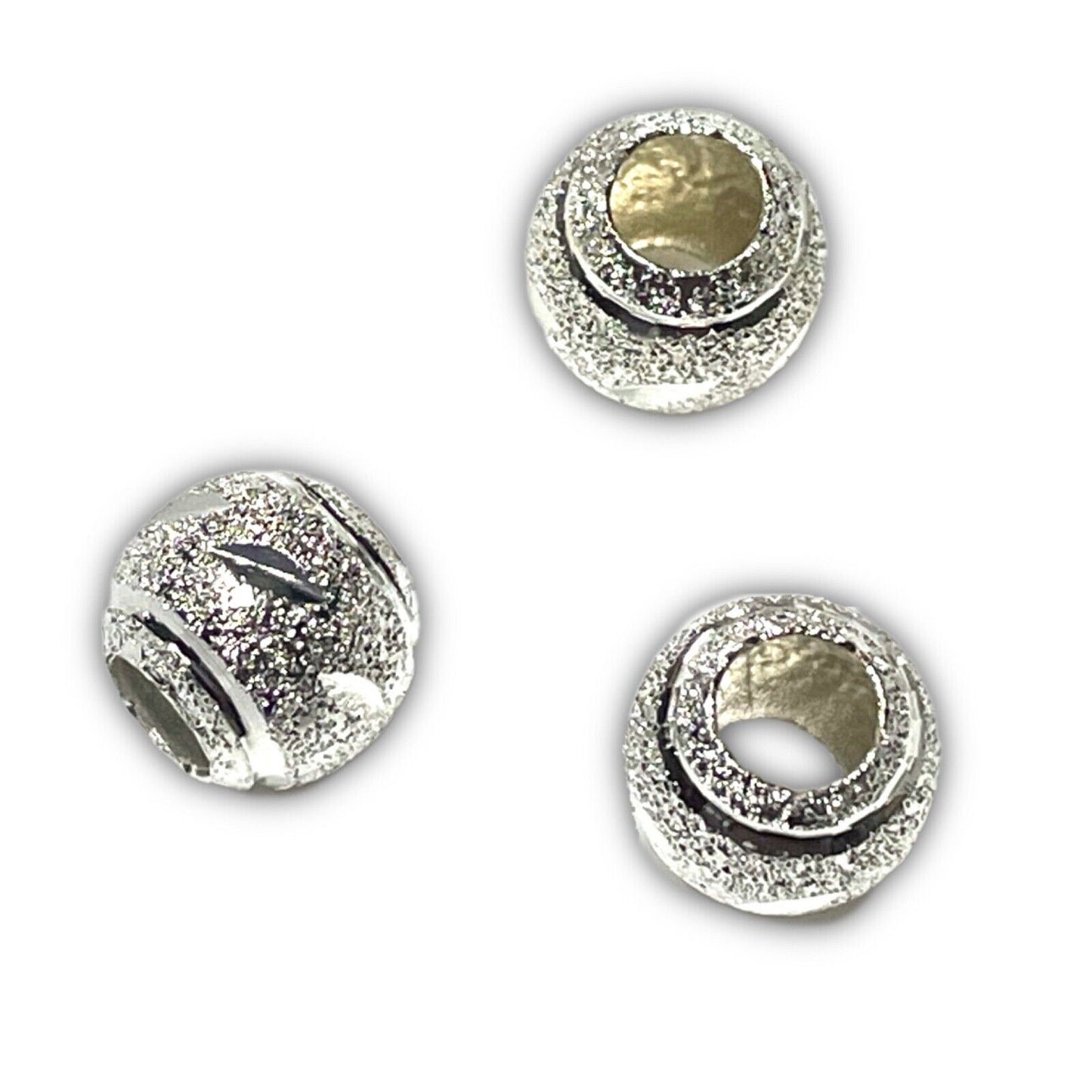 10X LIGHTWEIGHT SILVER COLOUR METAL EUROPEAN CHARM LARGE HOLE BEADS