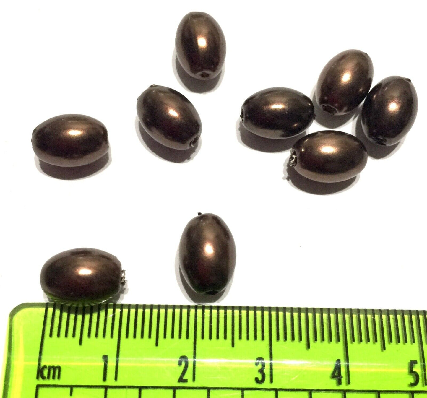 30x Dark Bronze 10.5mmx7.5mm Oval Faux Pearl Acrylic Beads for Jewellery Making