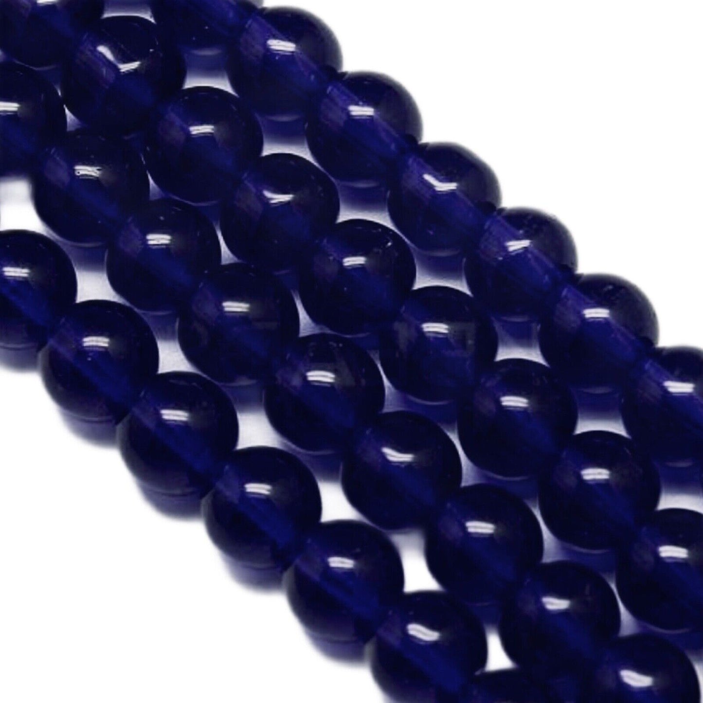 2x Strand Navy Blue Round 6mm Transparent Glass Beads for Jewellery Making