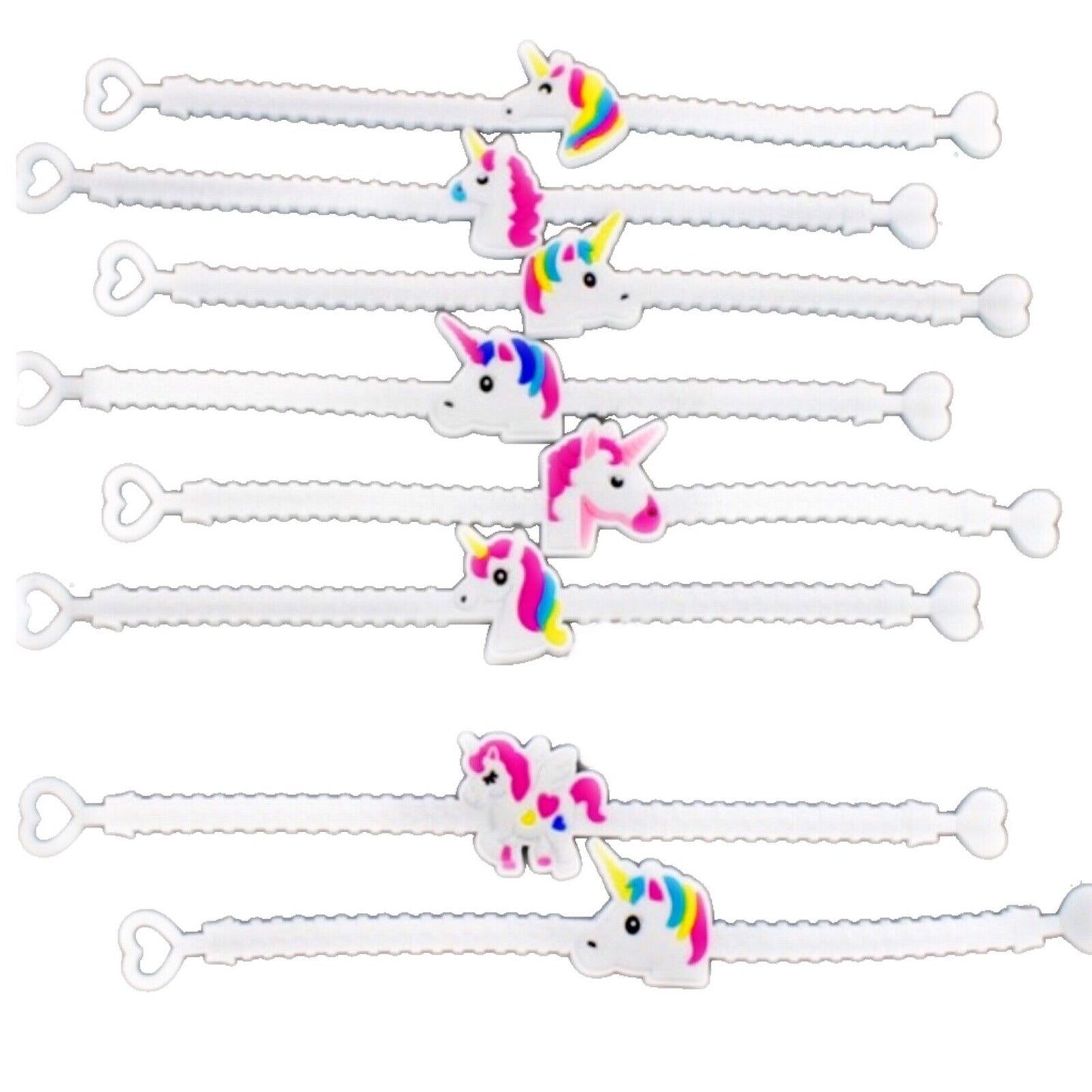 5x Unicorn White PVC Bracelet