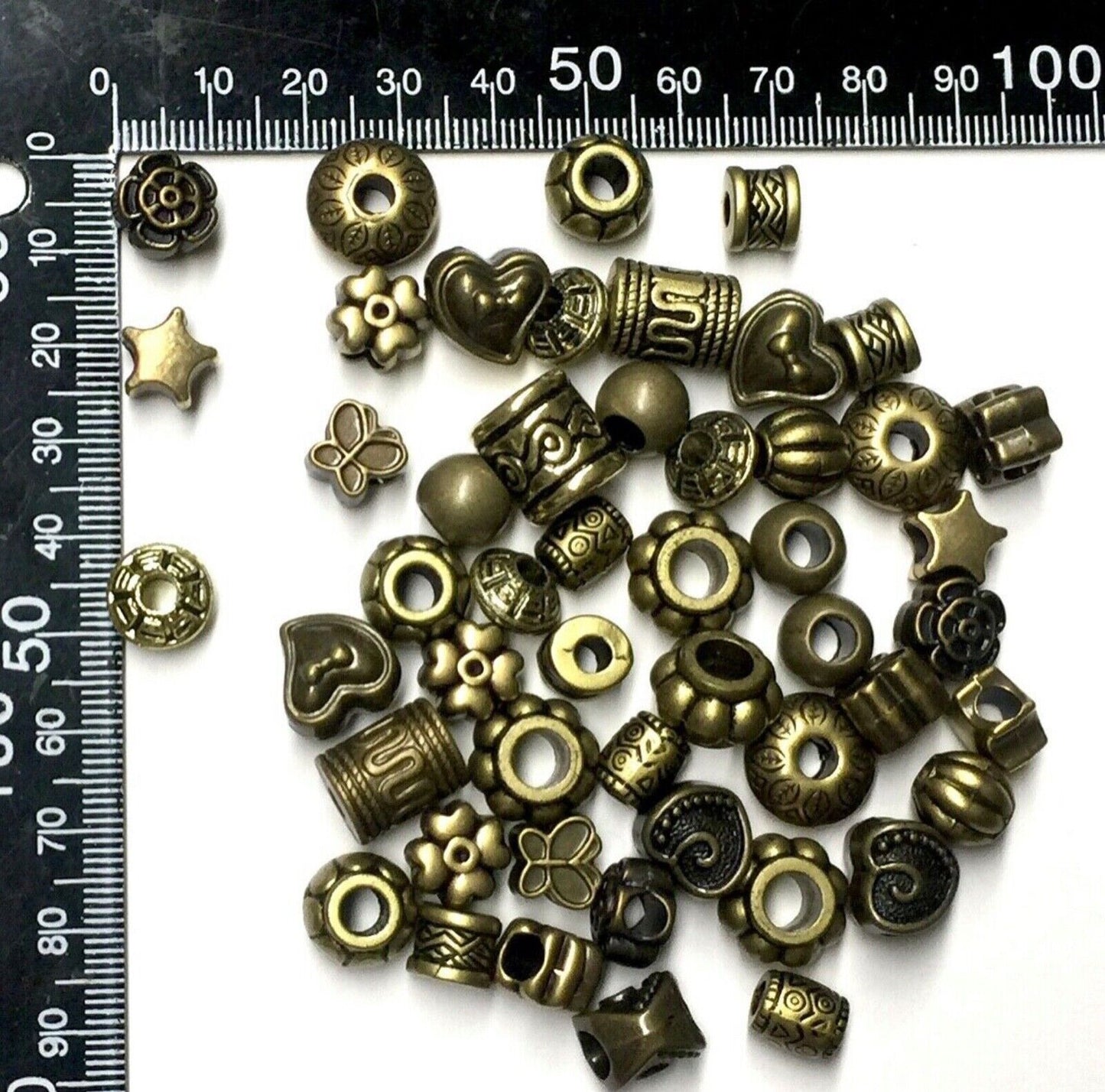 50x Vintage Gold & Bronze European Style Large Hole Acrylic Beads