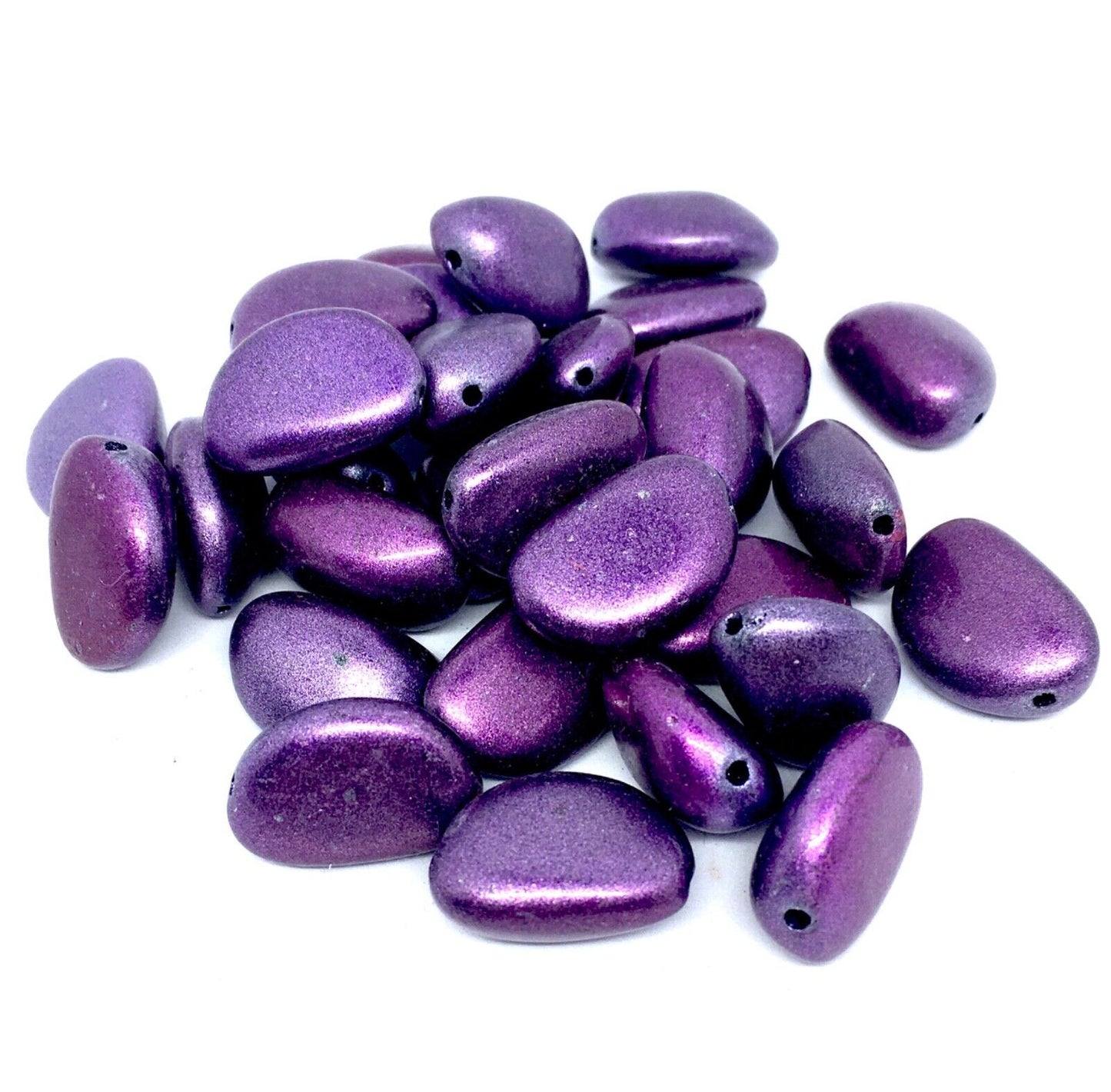 15x Purple Metallic Stone Effect 20mm x 12mm Resin Beads for Jewellery Craft