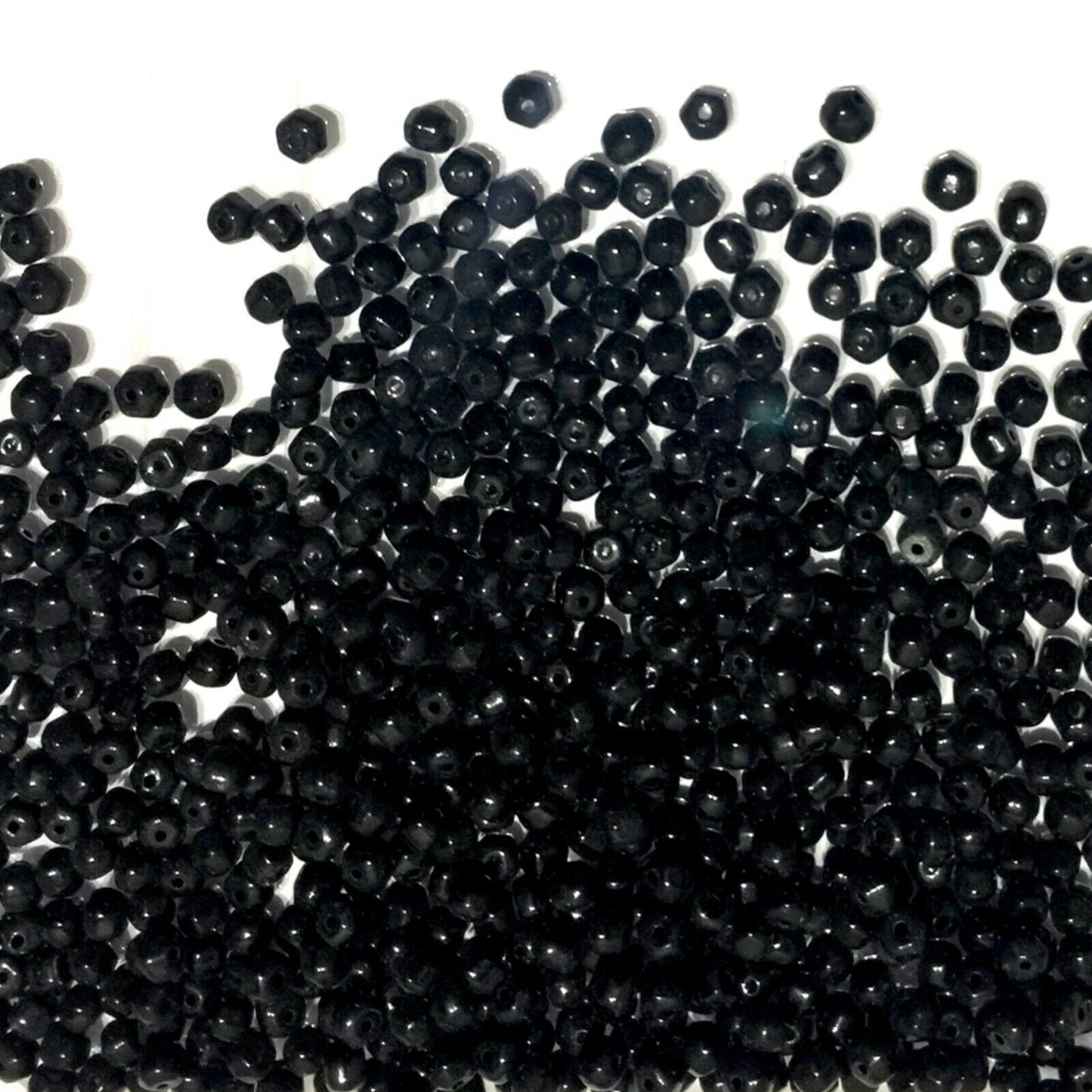 300x Black Hexagonal 4mm Glass Spacer Beads
