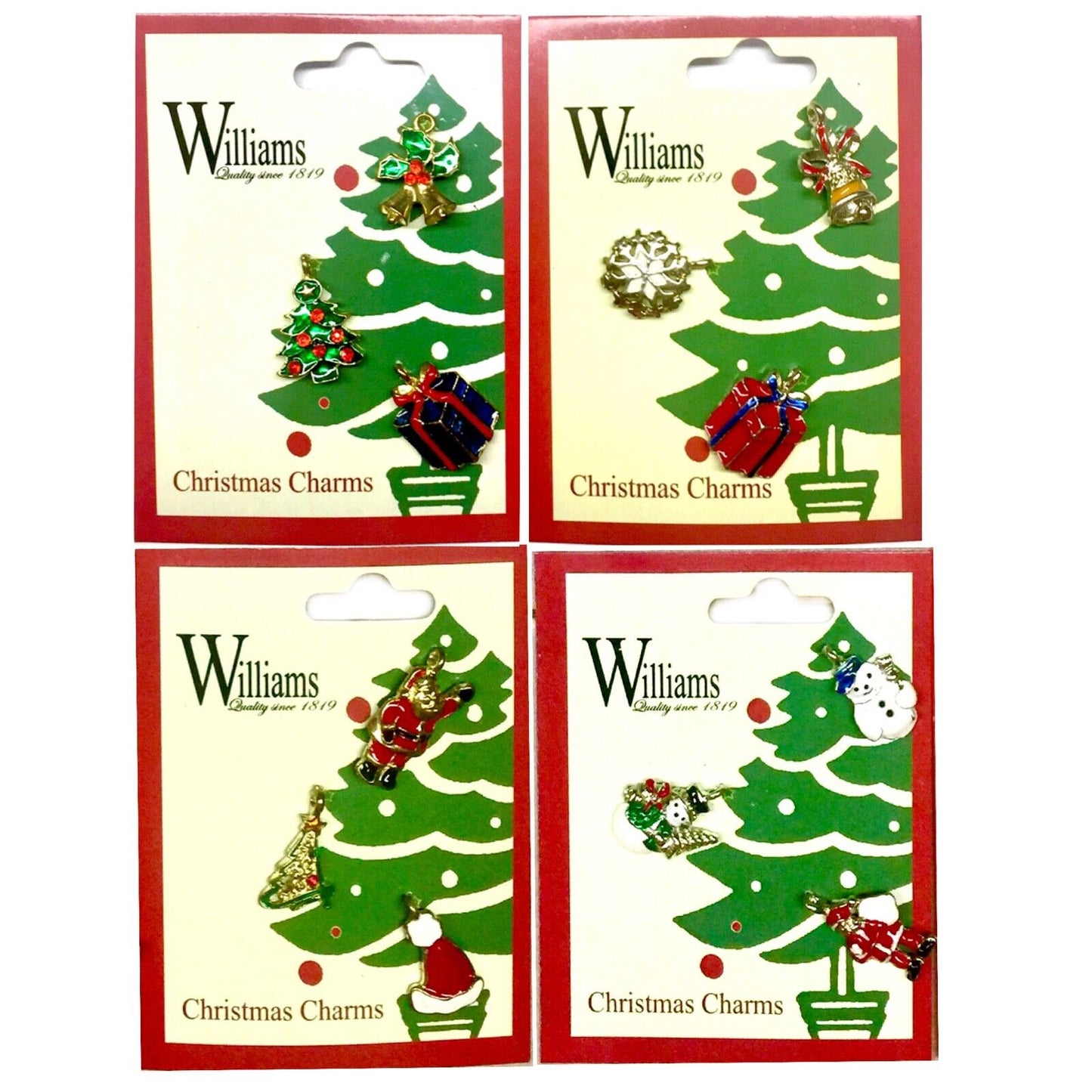 12x Mix Design Enamel Christmas Charms for Jewellery Craft Making