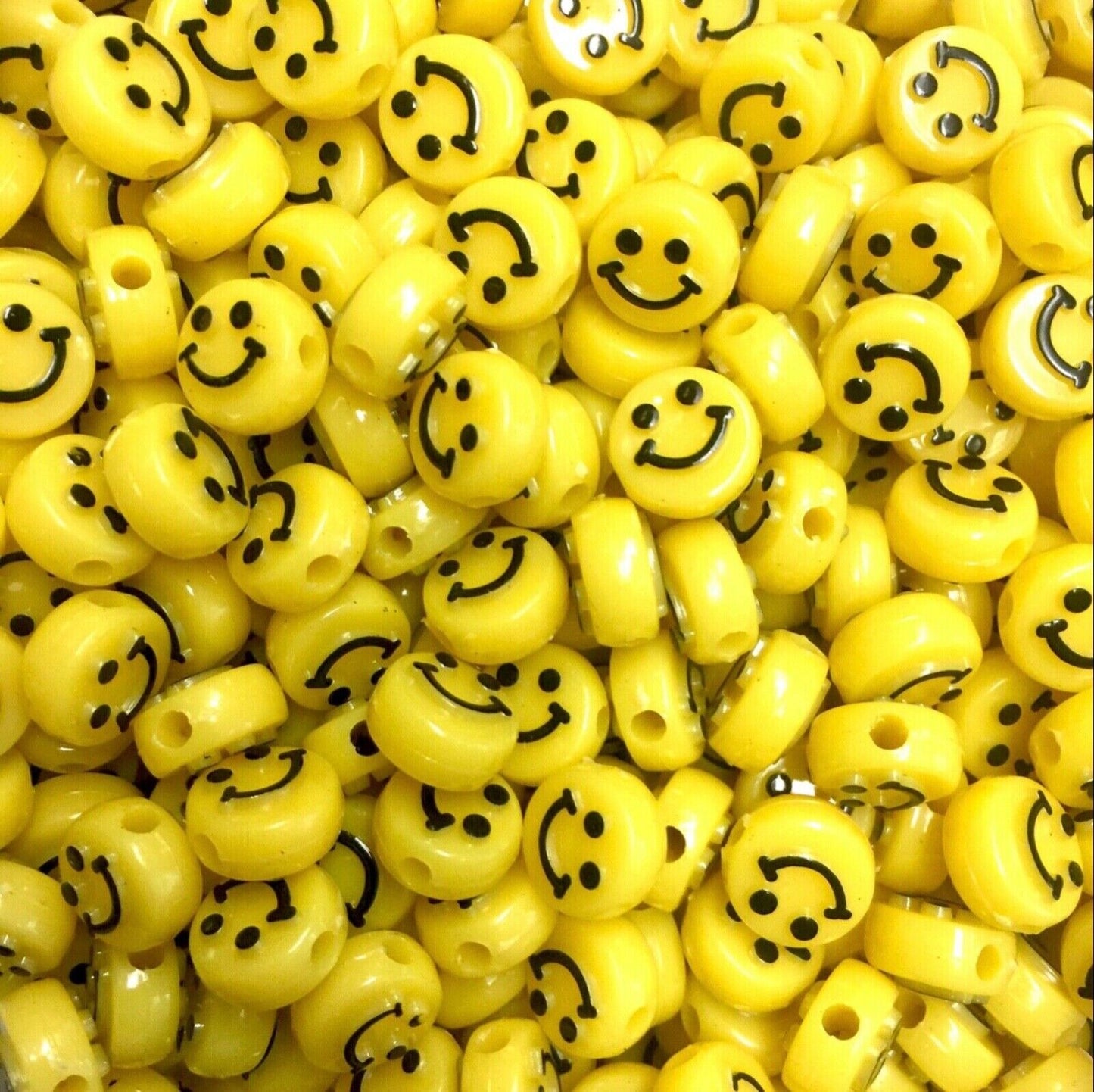 50 pcs Cute 10mm x 6mm Yellow Smiley Beads Charm for Jewellery Crafting