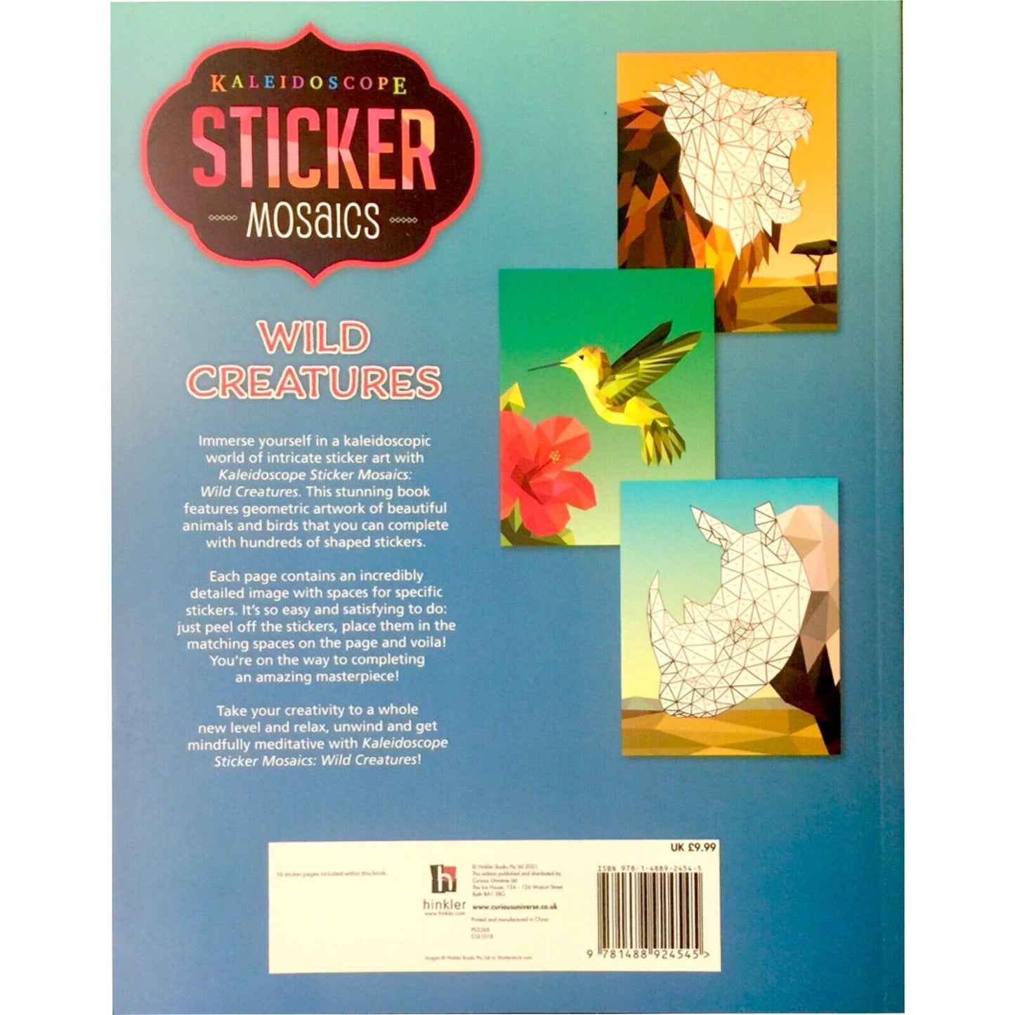 Hinkler Kaleidoscope Sticker Mosaic Painting Wild Creatures B