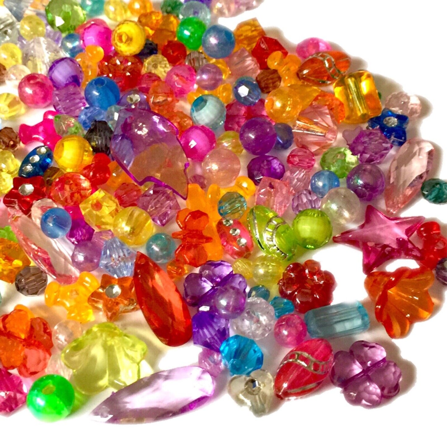 Over 300x Multicolour Transparent Crystal 4mm to 20mm Acrylic Beads and Charms