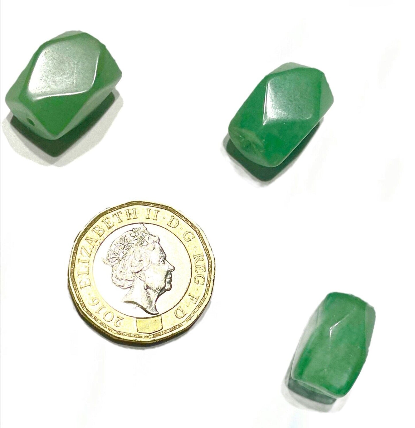 12 pcs Polygon Green Aventurine 16mm to 18mm Natural Stone Beads