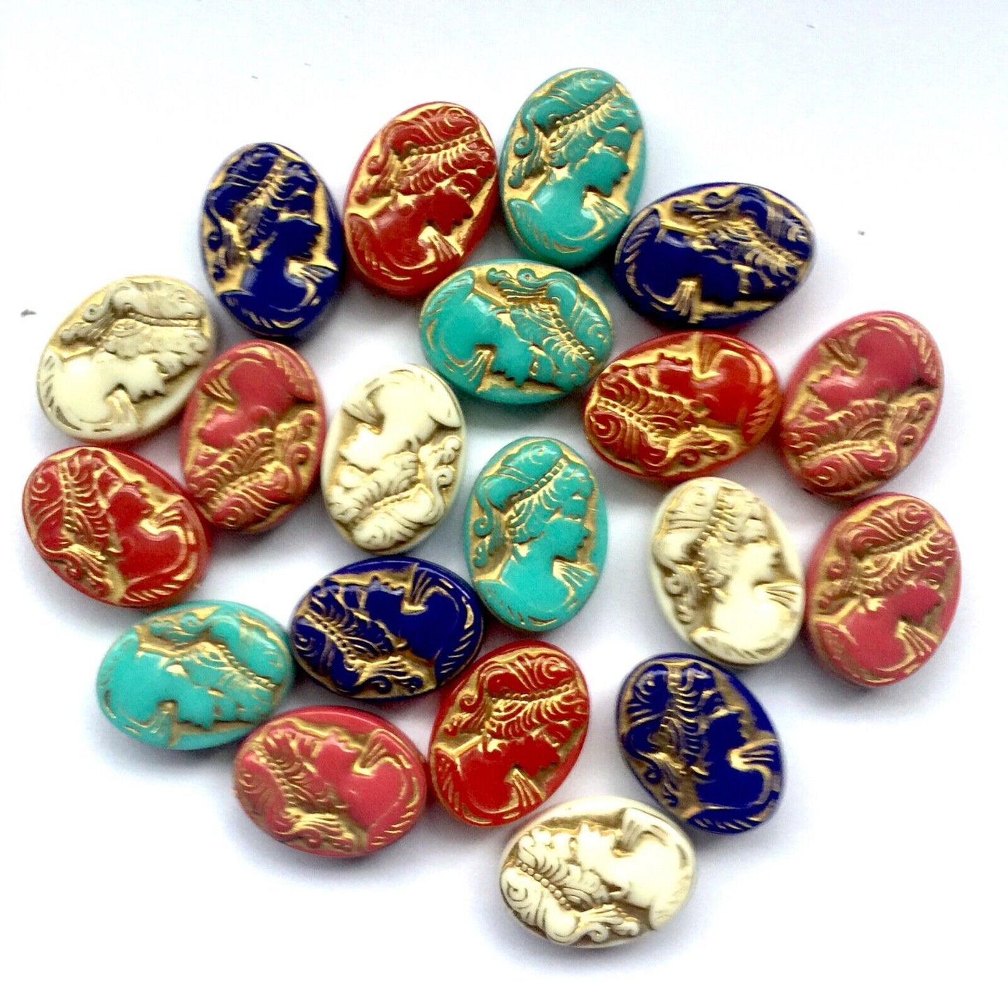 20x Metal Enlaced 5 Colour Victorian Antique Style Oval 18mmx13mm Charm Beads