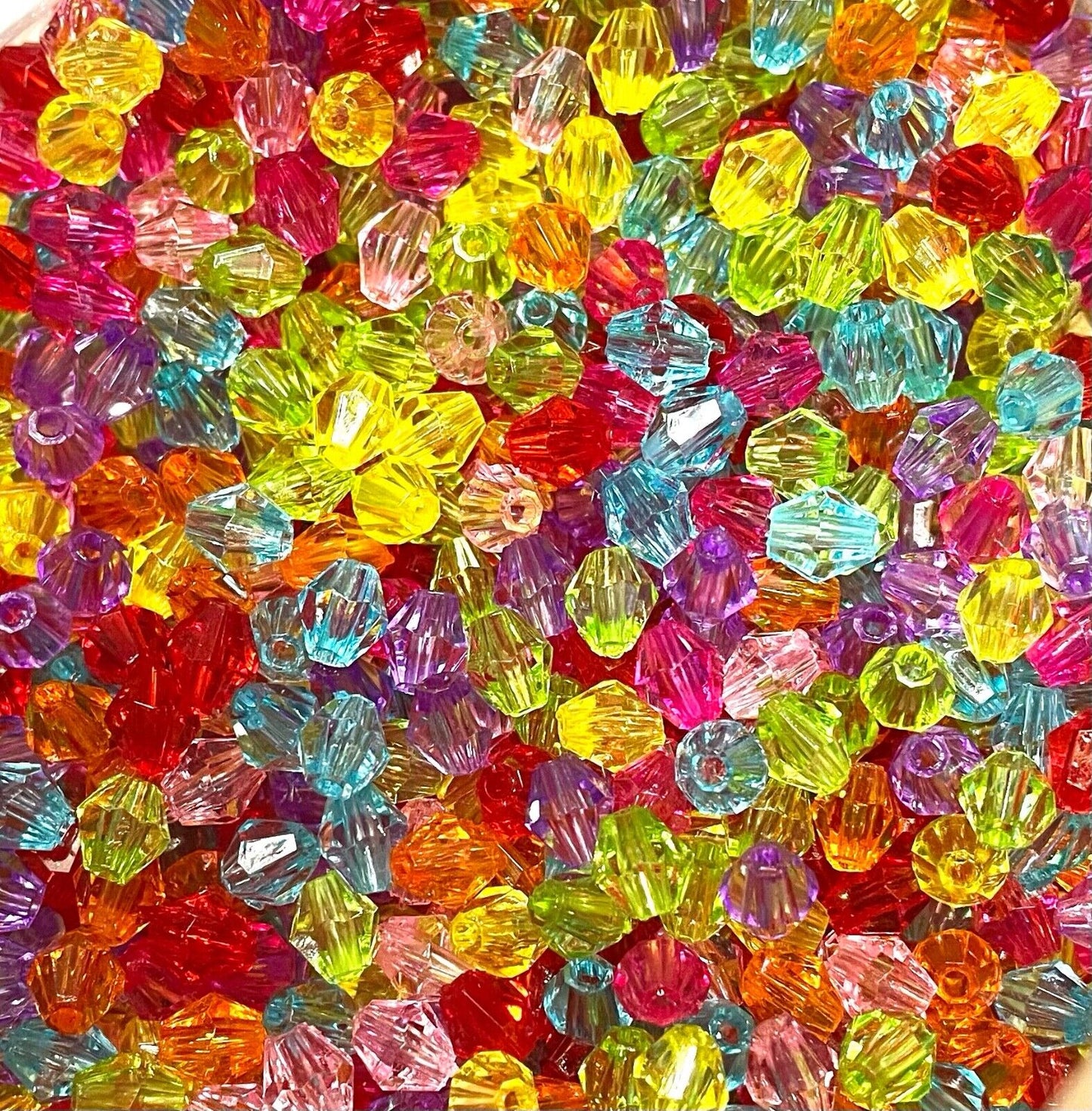 300pcs Multicolours 6mm Bicone Crystal Effect Acrylic Beads for Jewellery