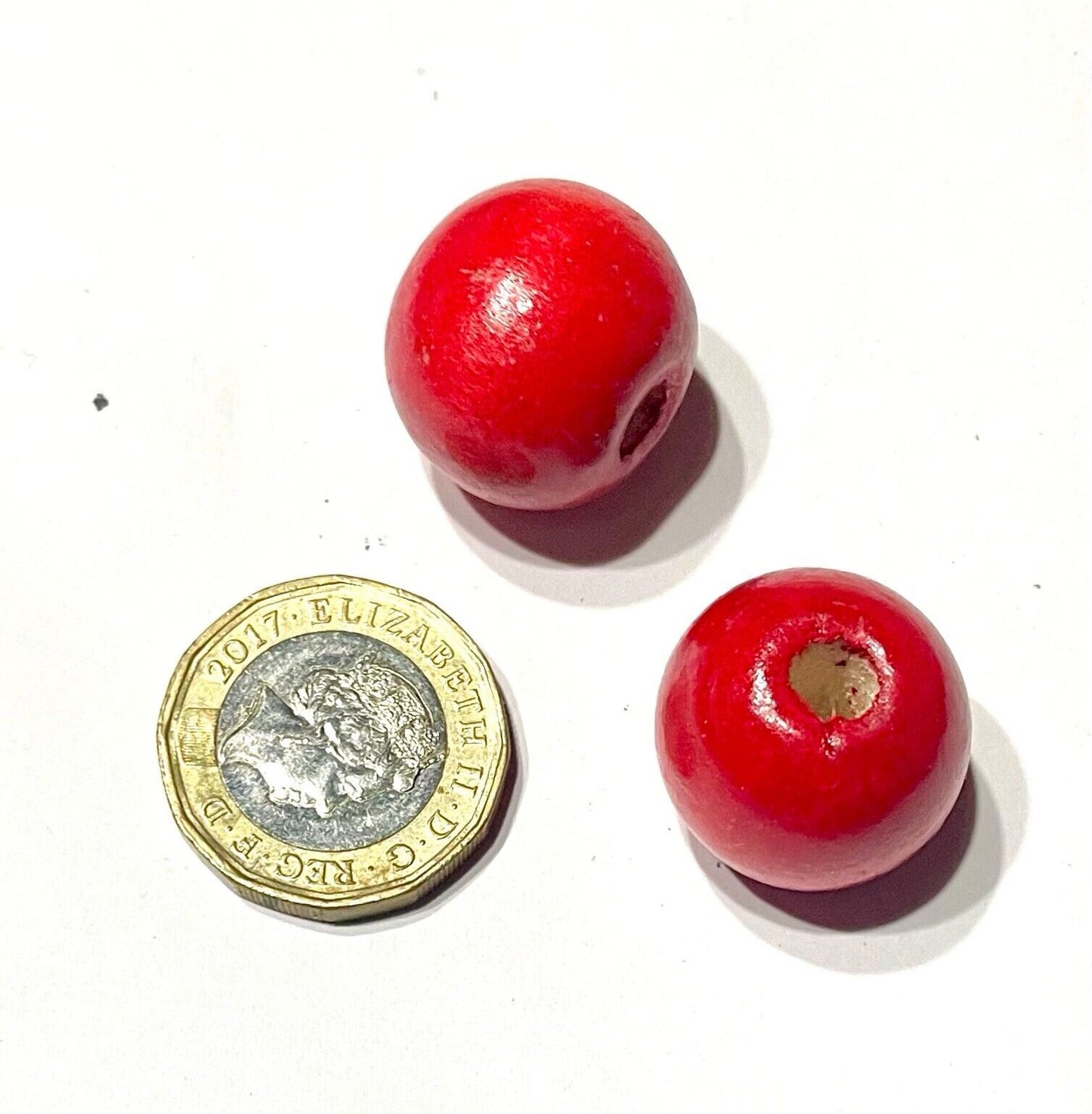 20x Christmas Red 20mm Big Chunky Wooden Beads
