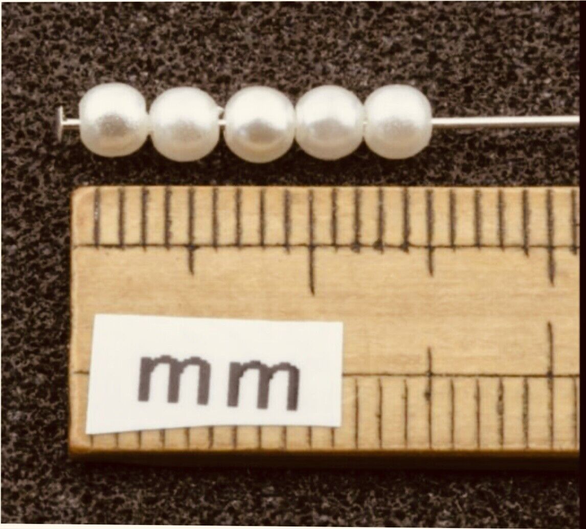 1000x Ivory 3mm Tiny Faux Pearl Beads for Beading Craft