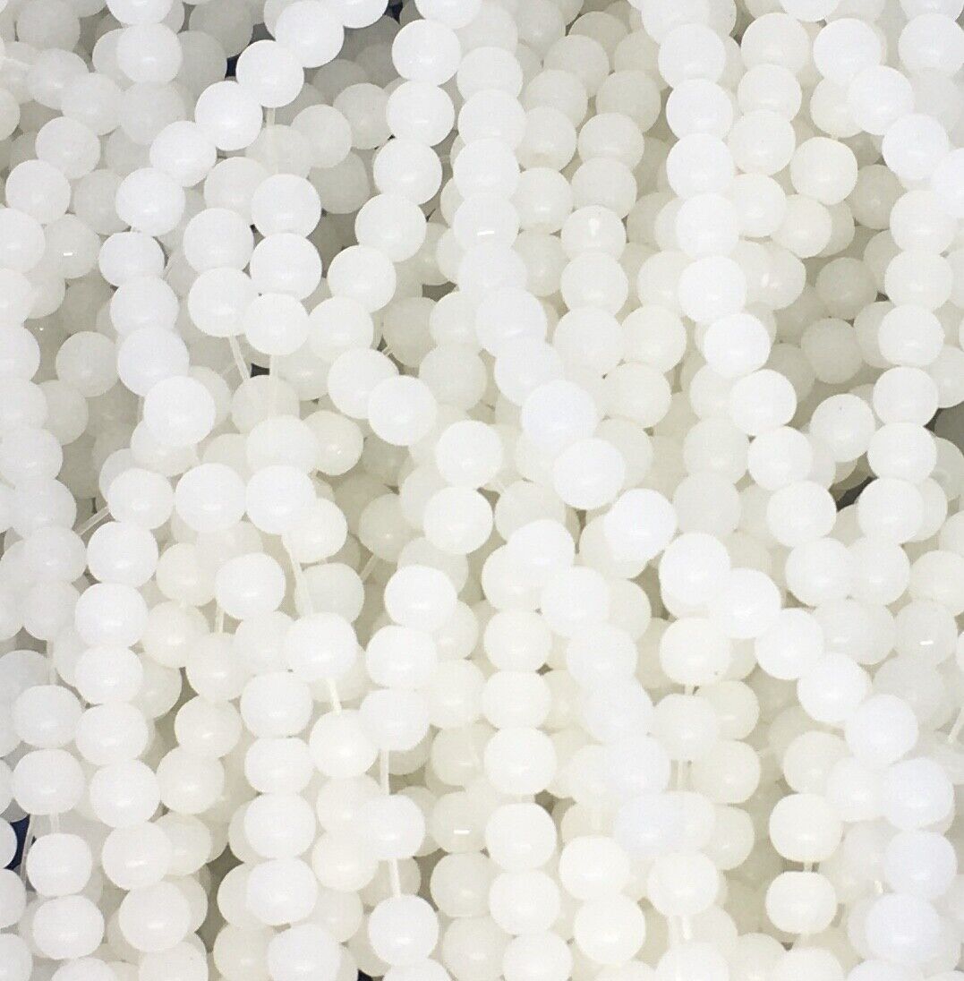 400pcs (2x Strand) Jade White 4mm Resin Beads