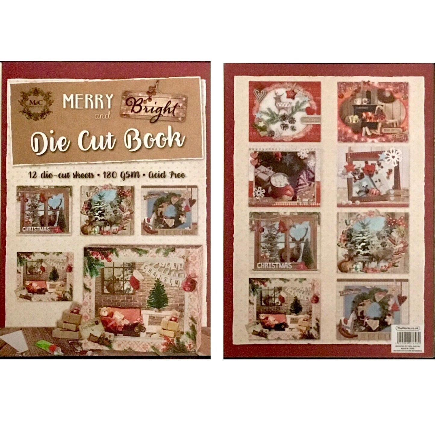 1x Pad (12 pages) A4 Merry and Bright 180gsm Christmas Die Cut Paper Pad
