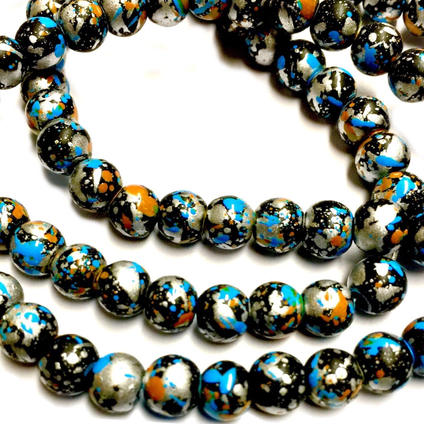 1x Strand 130pcs Round 6mm Multicoloured Glass Beads for Jewellery Making