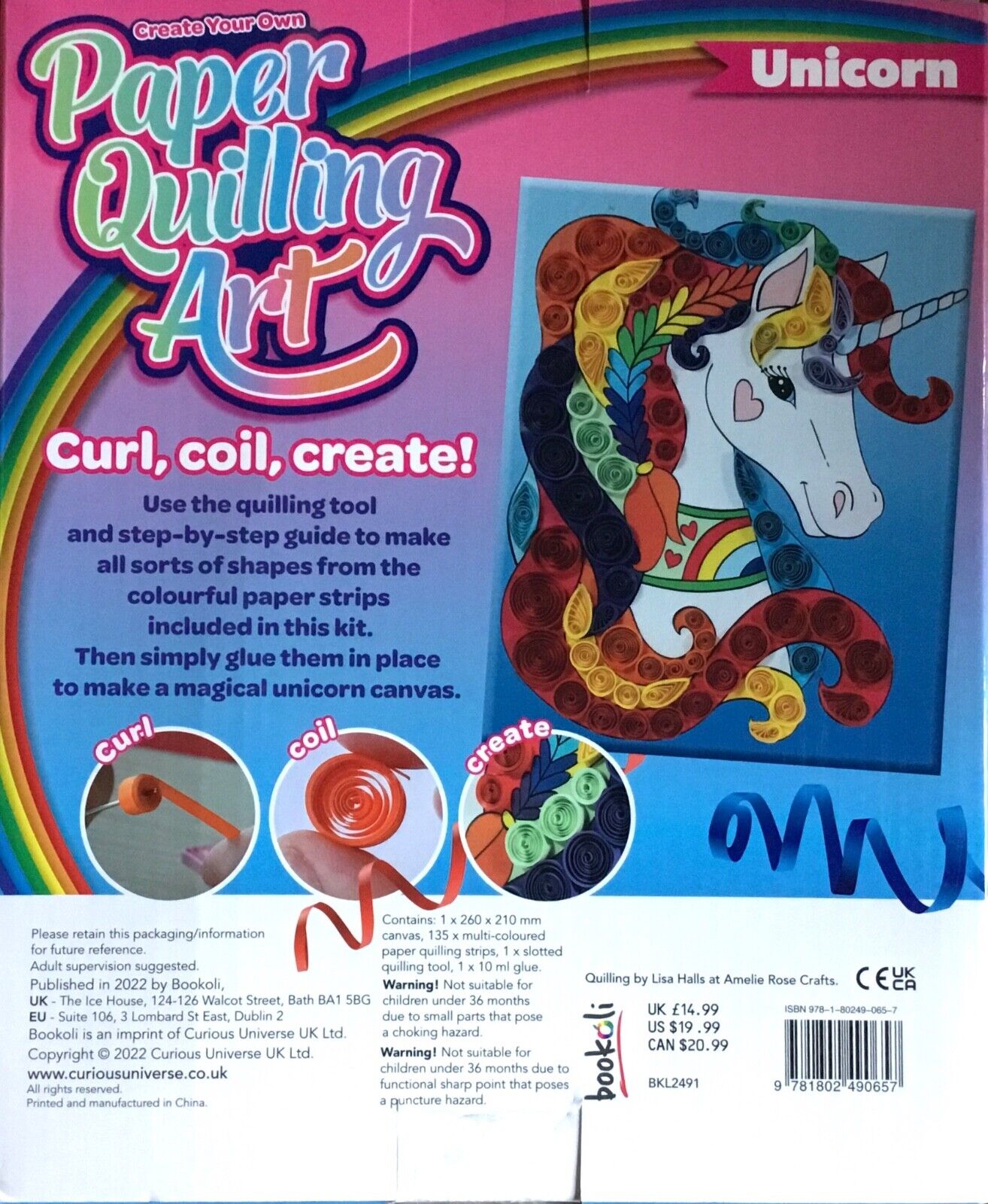 Magical Unicorn on Canvas Paper Quilling Art Box Kit
