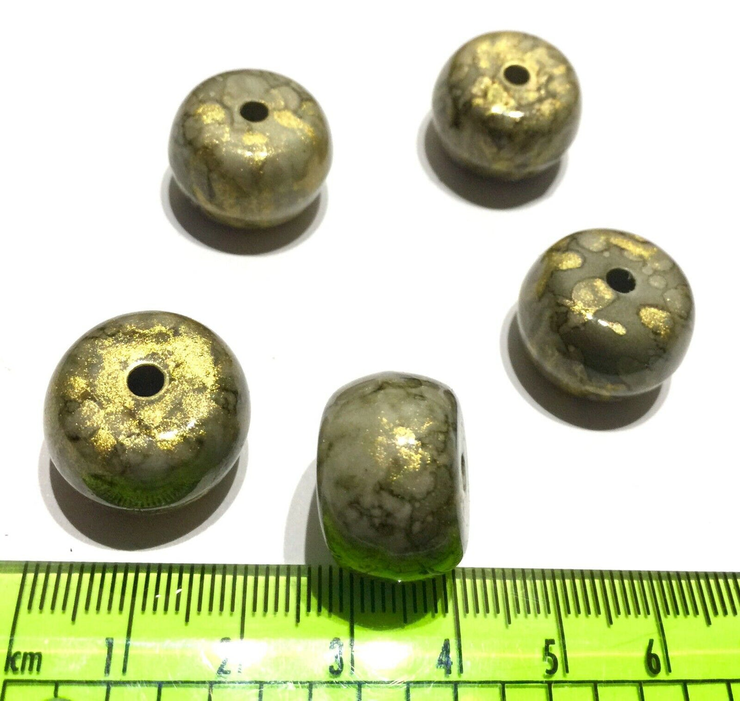 5x Mottled Vintage Gold 18mm Chunky Large Acrylic Beads