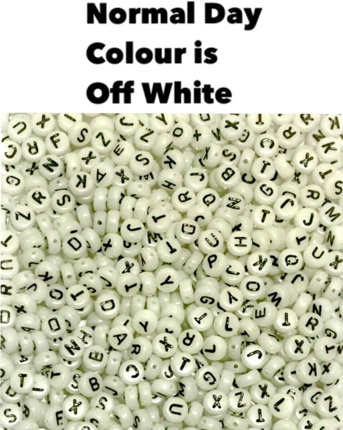 200x Glow in the Dark English Letter 6mm Flat Round Beads for Jewellery Making