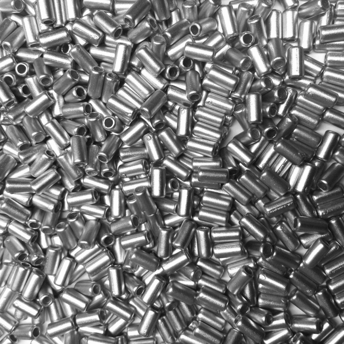 300pcs Matte Silver 6mmx3mm Small Tube Tubular Acrylic Beads