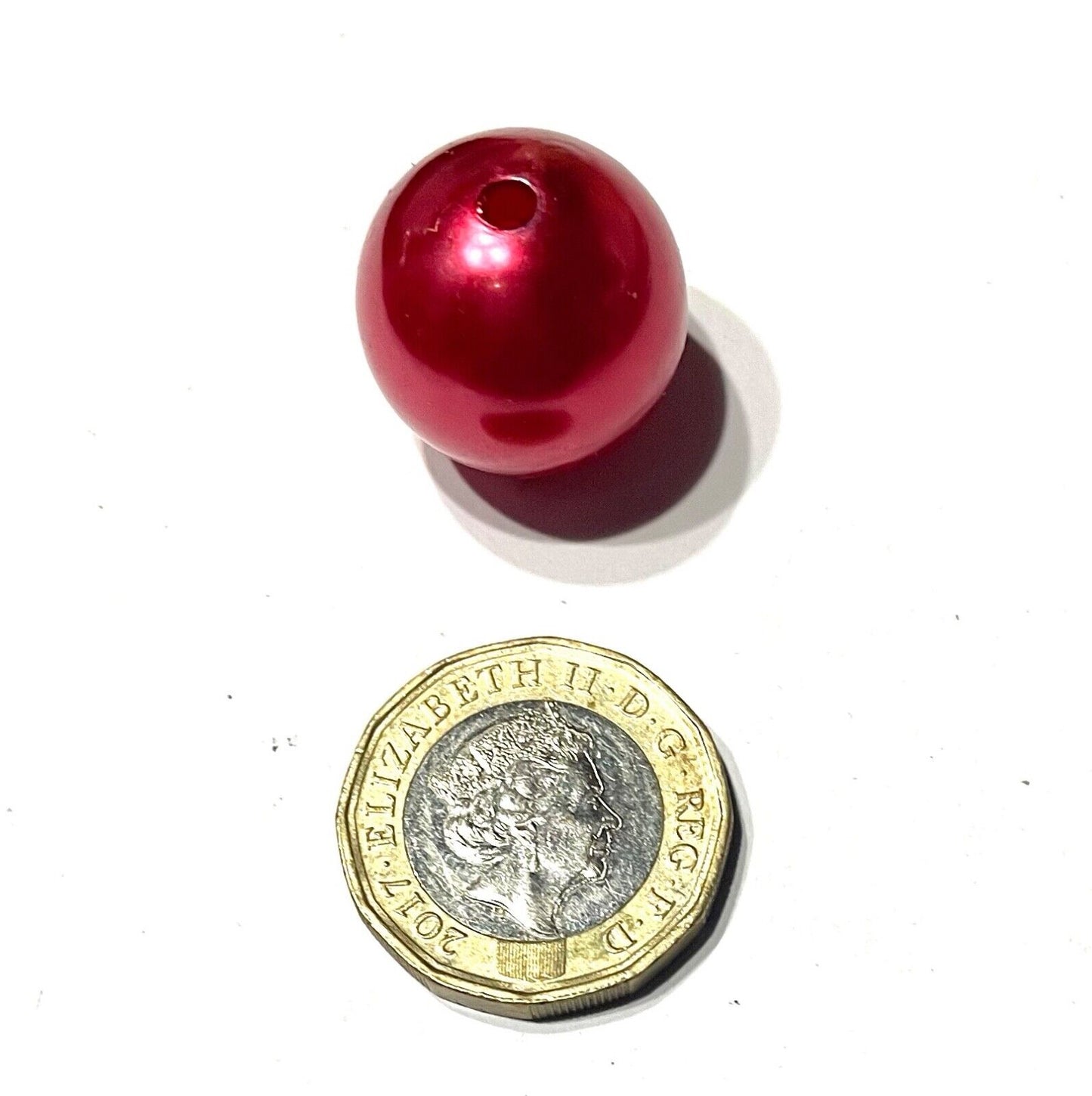 10x Christmas Red 20mm Chunky Acrylic Pearl Beads