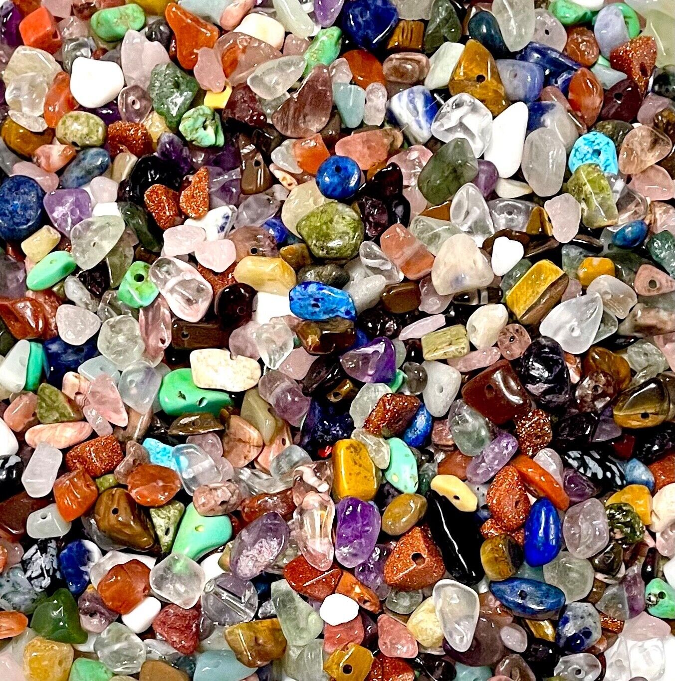 40gms Natural Semi Precious Gemstone with 1mm Hole Chips & Nuggets Size 6mm-12mm