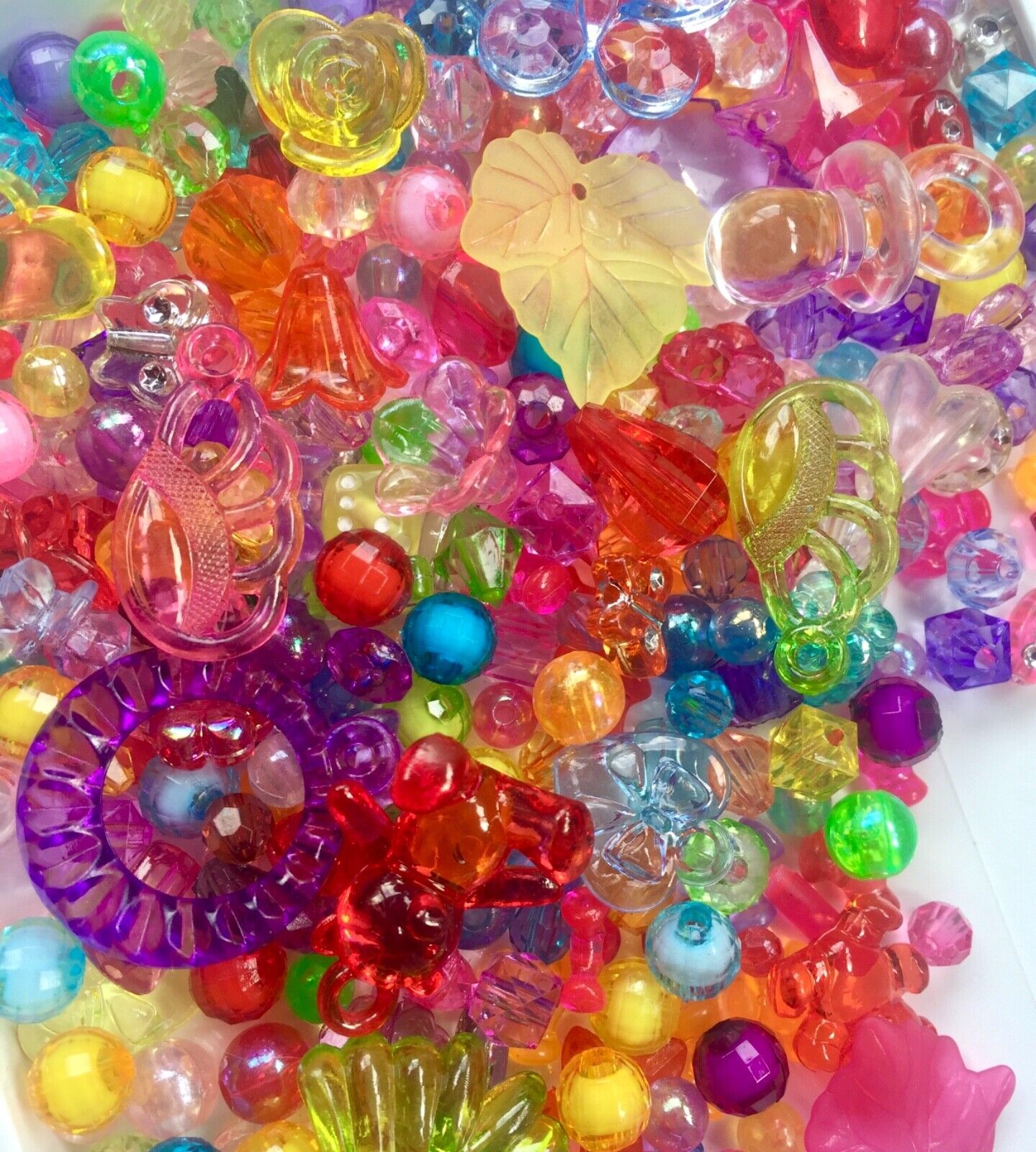Over 300x Multicolour Transparent Crystal 4mm to 20mm Acrylic Beads and Charms