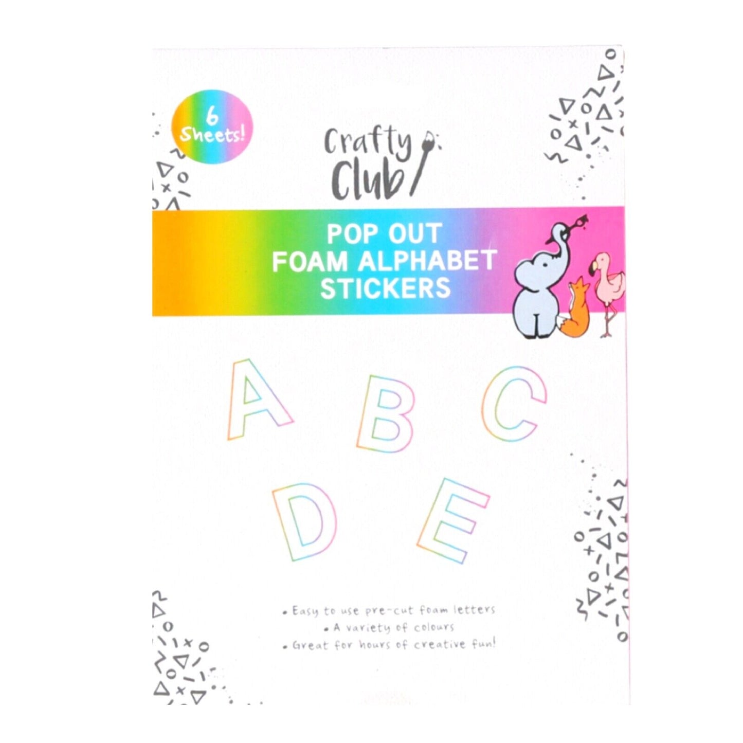 6x Sheet Multi Colour Die Cut Uppercase Letters Alphabet Pop Out Foam Stickers