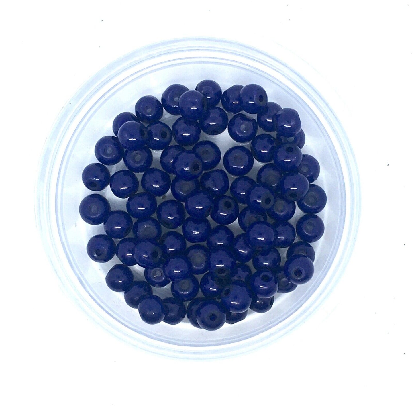 2x Strand Navy Blue Round 6mm Transparent Glass Beads for Jewellery Making