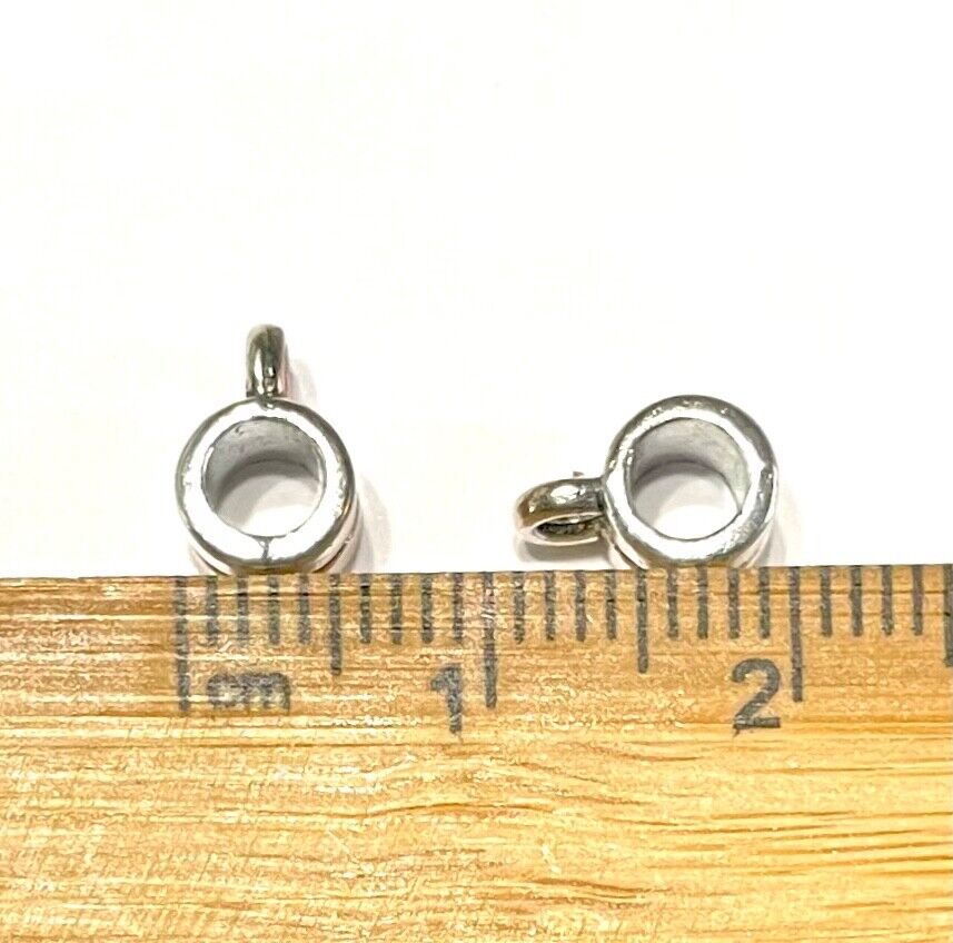 35x Silver Tone Metal Bail Charm Pendant Connector 8mmx6mm Beads