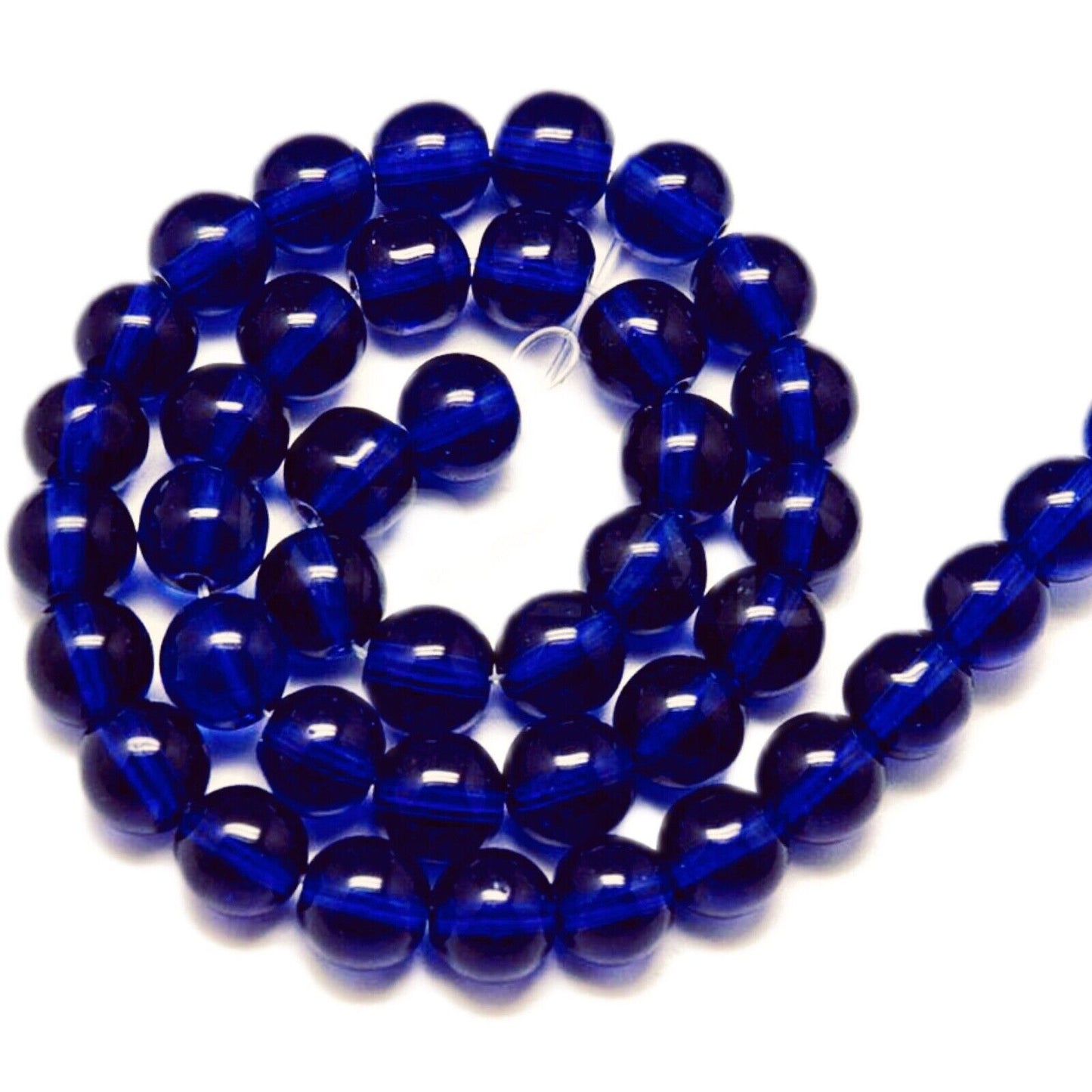 2x Strand Navy Blue Round 6mm Transparent Glass Beads for Jewellery Making