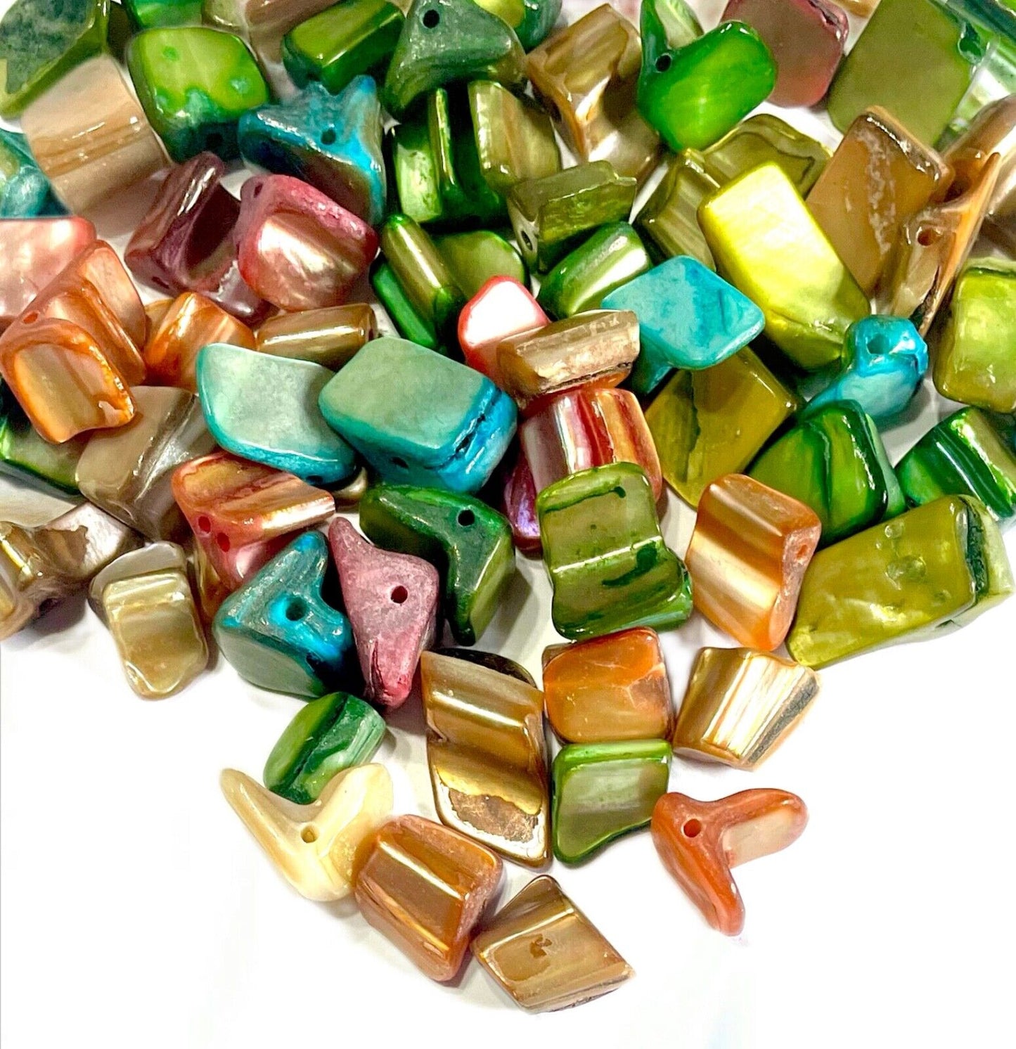 50pcs Multicolour MOP Natural Shell 6mm to 8mm Beads for Jewelry Crafting