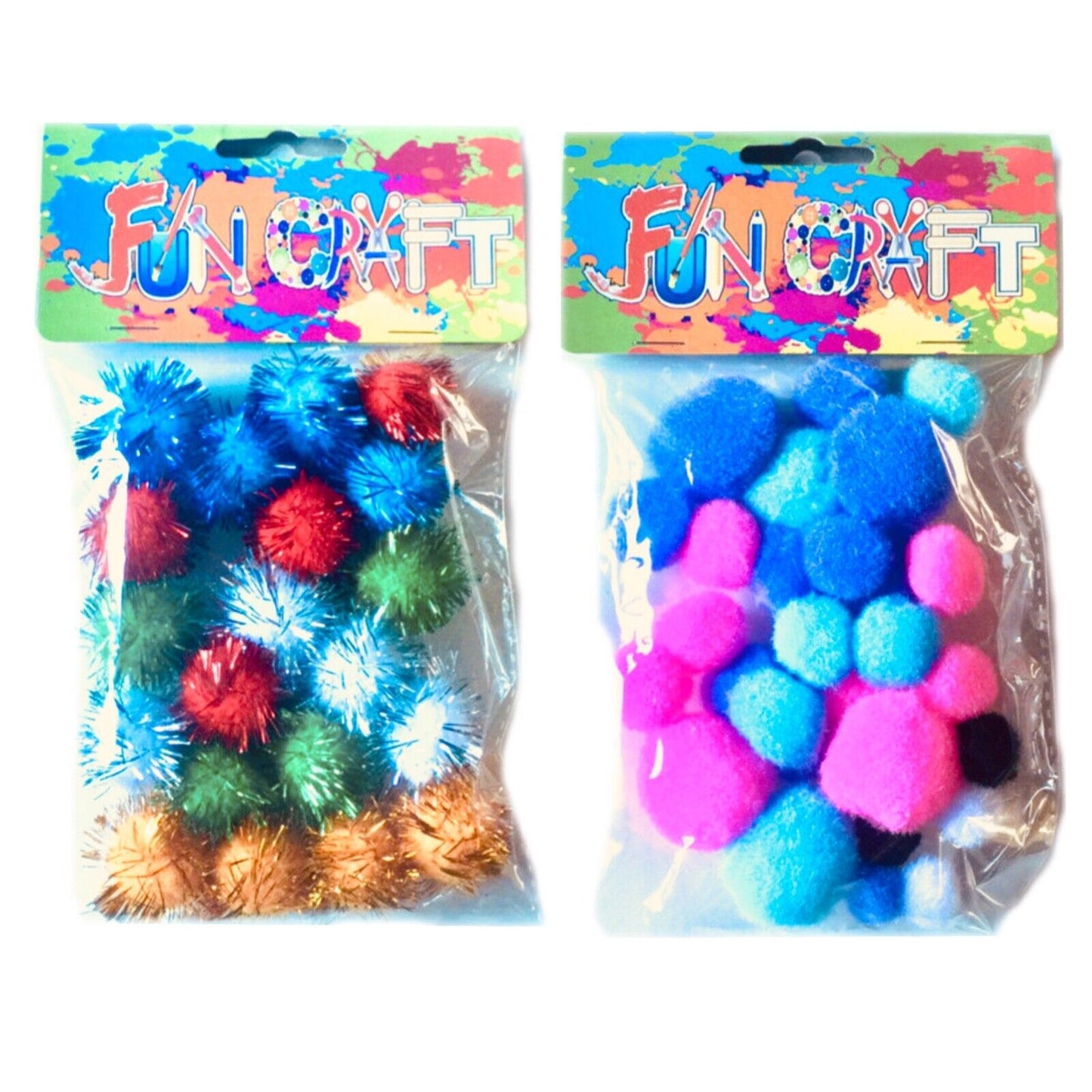2x Packs of Mix Coloured Mix Sizes Pom-poms for Crafting