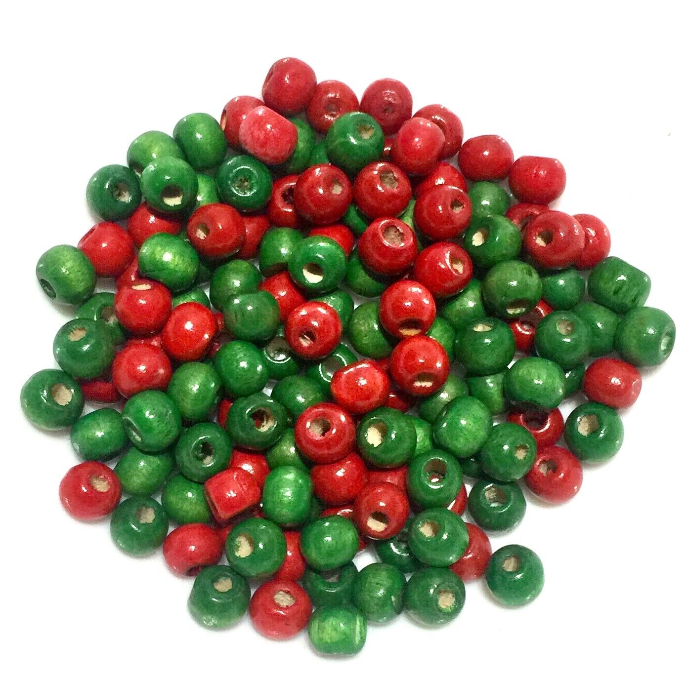 150x Red/Green 8mmx5mm Wood Beads