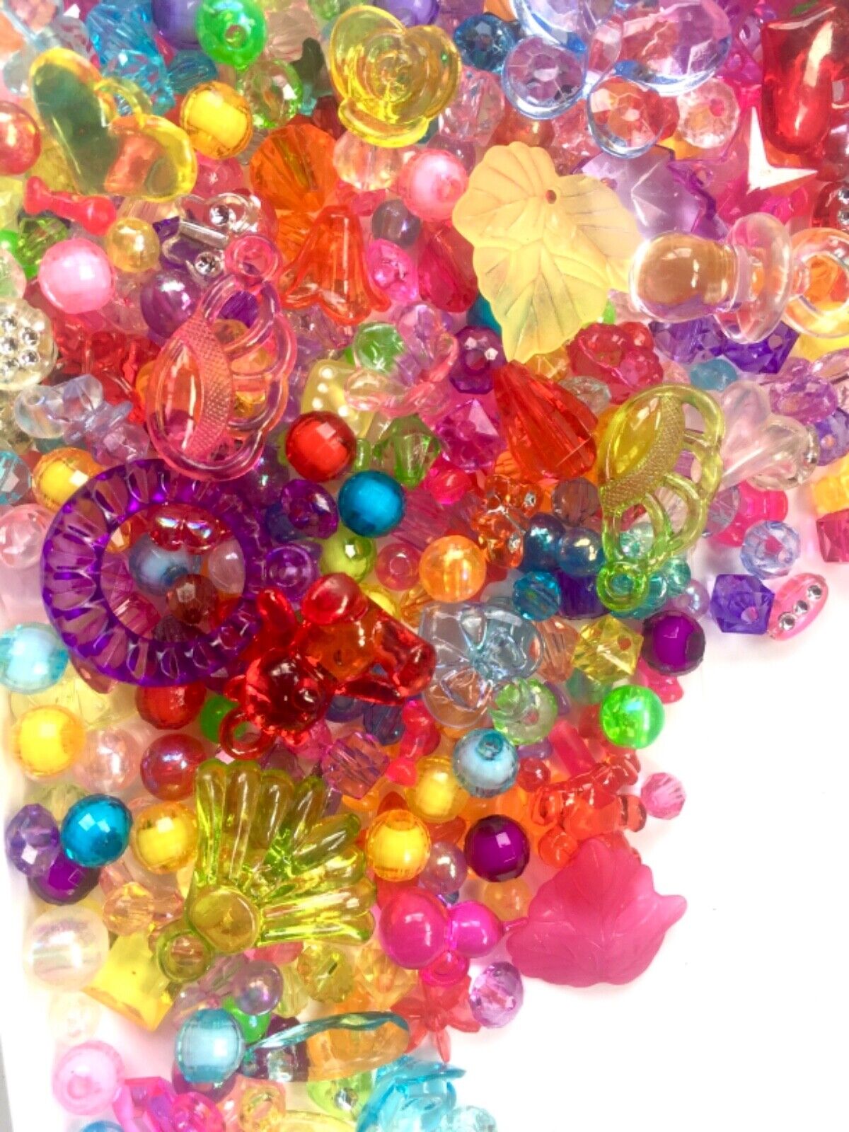 Over 300x Multicolour Transparent Crystal 4mm to 20mm Acrylic Beads and Charms