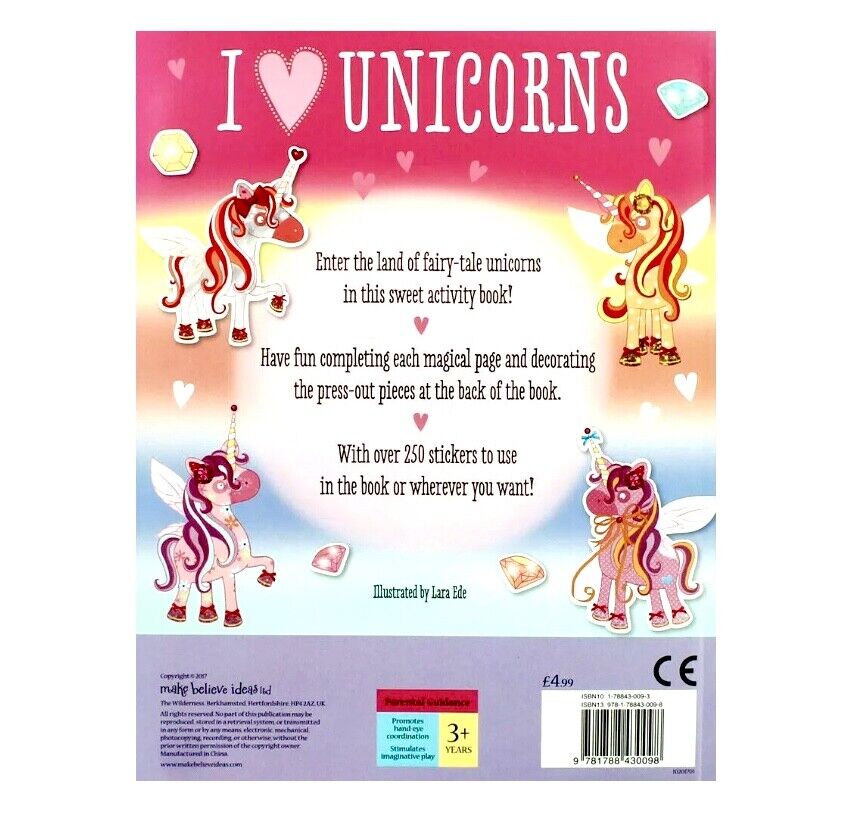 I Love Unicorn Activities and 250 plus Stickers Book with free 6x Crayons